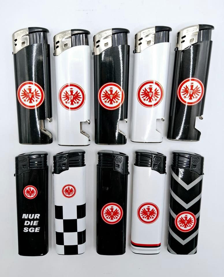 Eintracht Frankfurt Зажигалки 5x Gasfeuerzeug oder Stabfeuerzeuge für Grill Fussball Geschenkidee (10-St), SGE Fussball Fanartikel