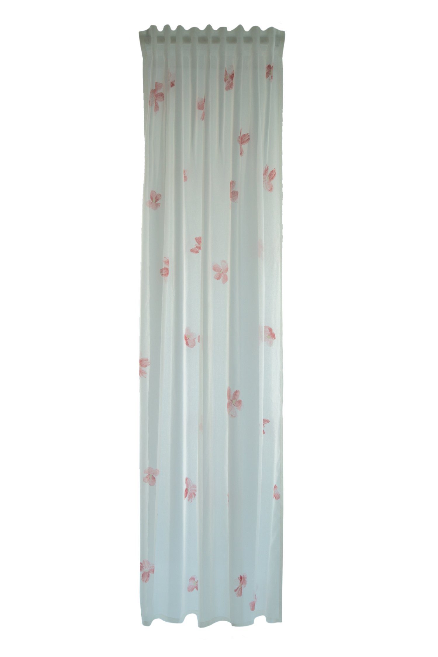 140x245cm Minato Verdeckter HOMING, Farbe: Vorhang, Schlaufenschal weiß-rose