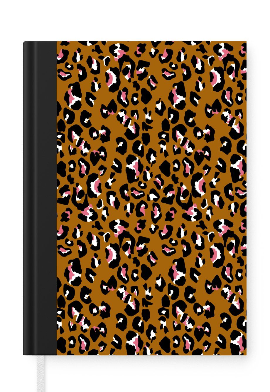 MuchoWow Notizbuch Panther - Design - Rosa - Braun - Muster, Journal, Merkzettel, Tagebuch, Notizheft, A5, 98 Seiten, Haushaltsbuch