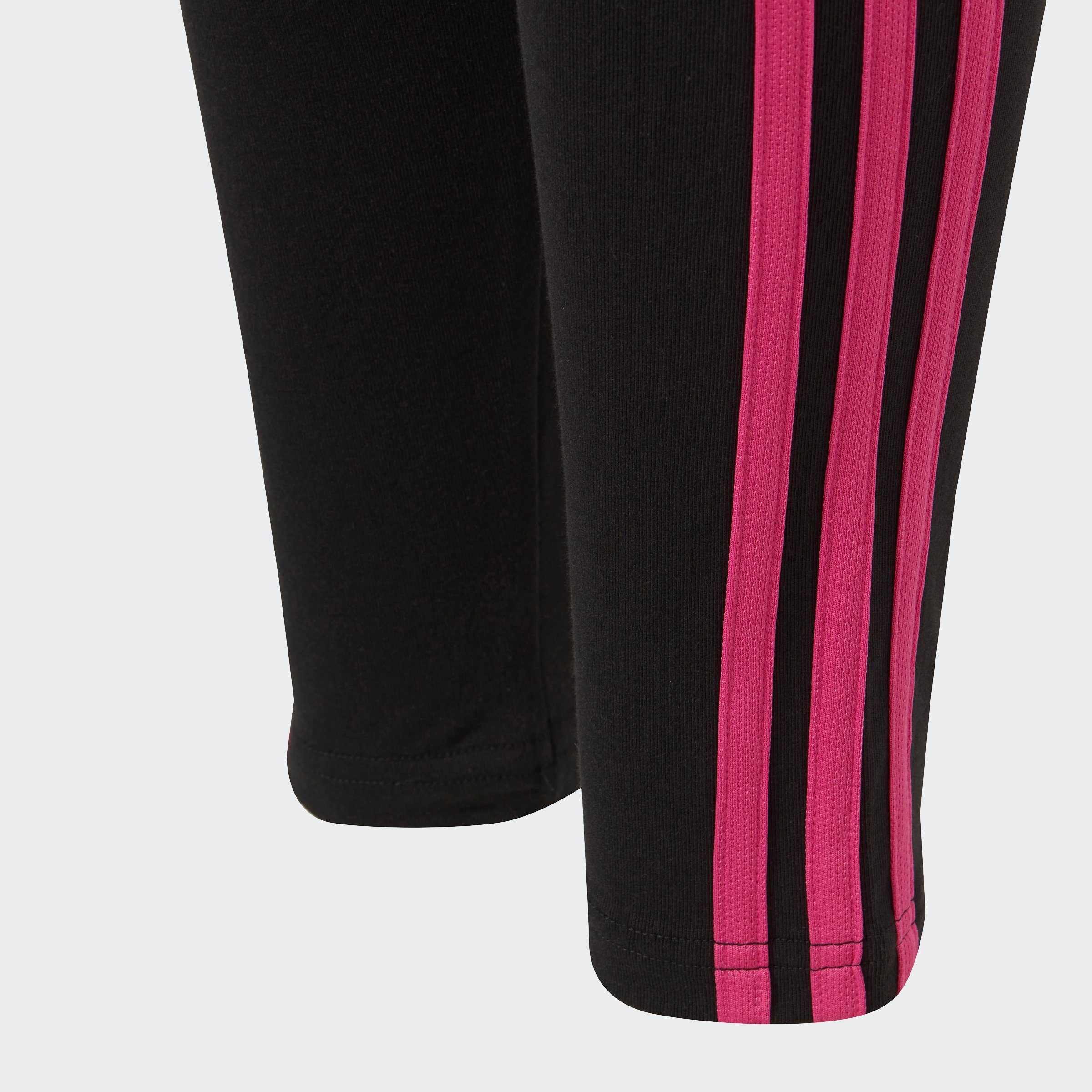 COTTON Lucid Sportswear 3-STREIFEN Fuchsia Leggings ESSENTIALS (1-tlg) adidas Semi Black /