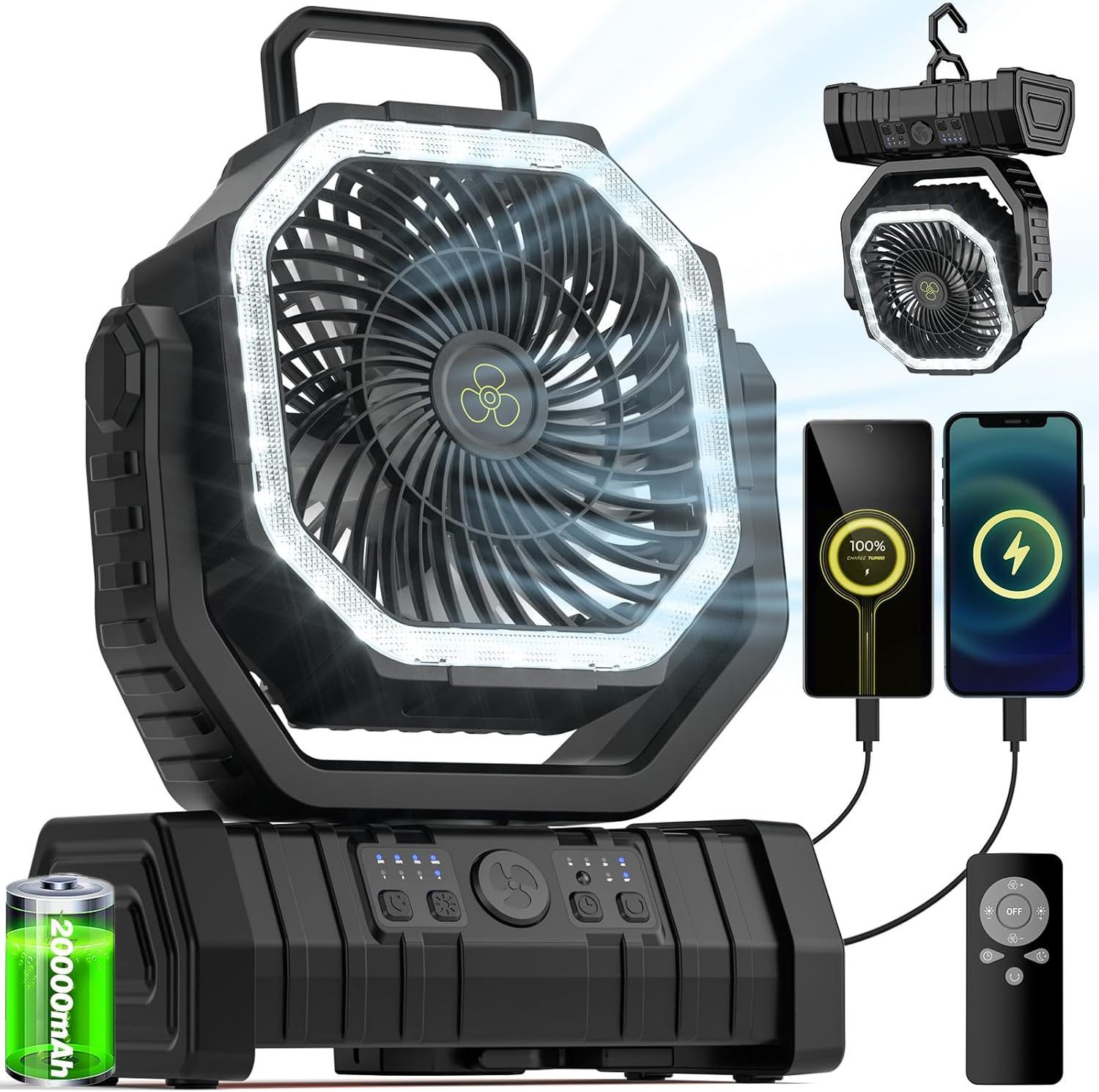 BlingBin Akku-Standventilator 20000mAh Camping Ventilator mit günstig online kaufen