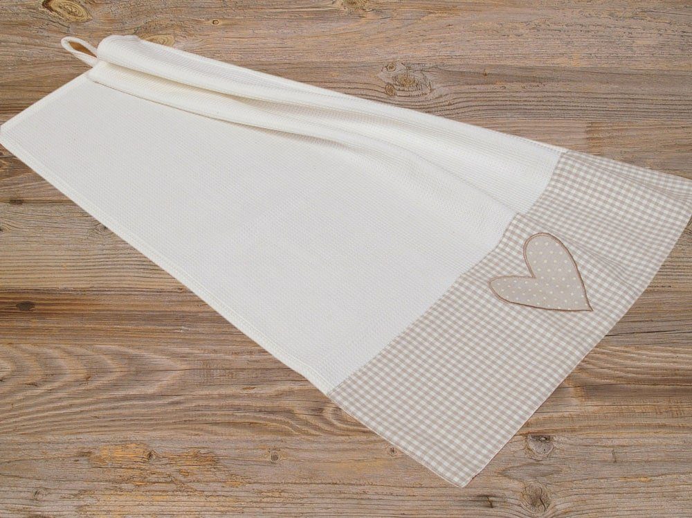 matches21 HOME & HOBBY Geschirrtuch Geschirrtuch LandhausWaffelpique, Karo, Herz 70x50 cm, (1-tlg)