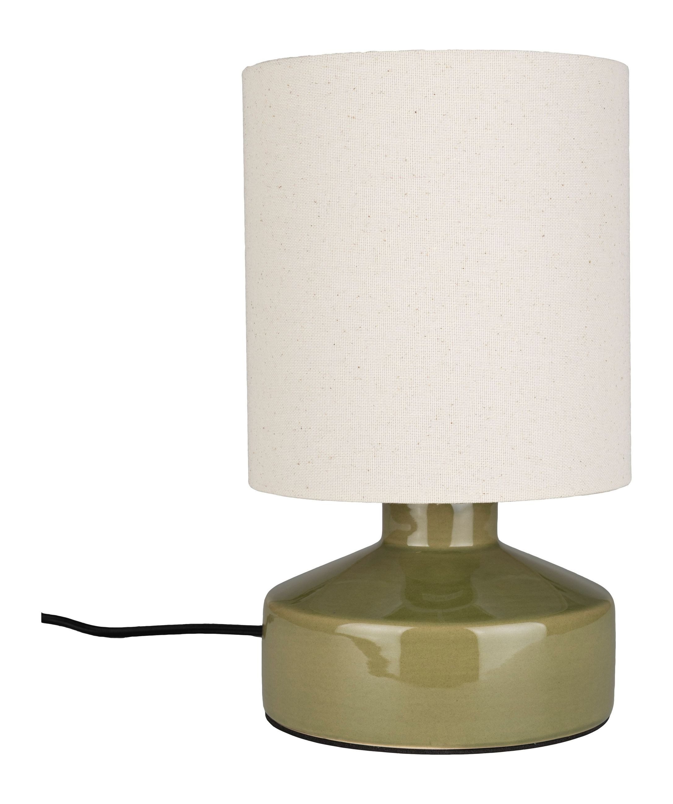 Zuiver Tischleuchte Tischlampe Nook Grün mit Keramikfuß und Leinenschirm von Zuiver, ohne Leuchtmittel