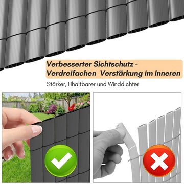Bettizia Balkonsichtschutz PVC Sichtschutzmatte mit verstärkter Konstruktion Sichtschutzzaun Grau Sichtschutz, Wind-, Sonnenschutz