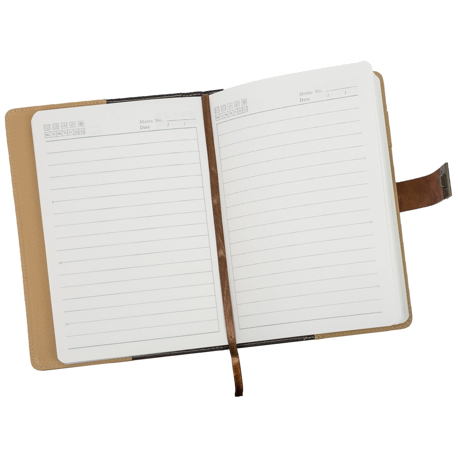 HMF Notizbuch Tagebuch mit Schloss, Notizbuch liniert mit Code, Vintage, Kunstleder, A5, 192 Seiten, Braun