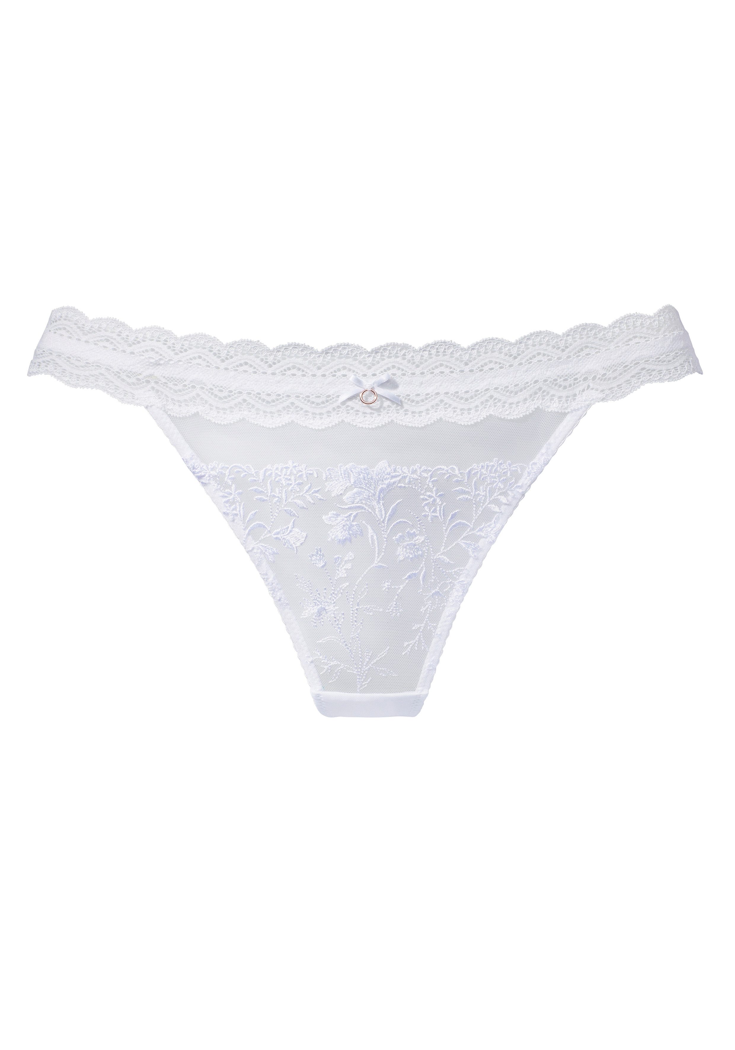 LASCANA String mit zarter Blumenstickerei und elastischem Spitzenband – Bild 2 von 4