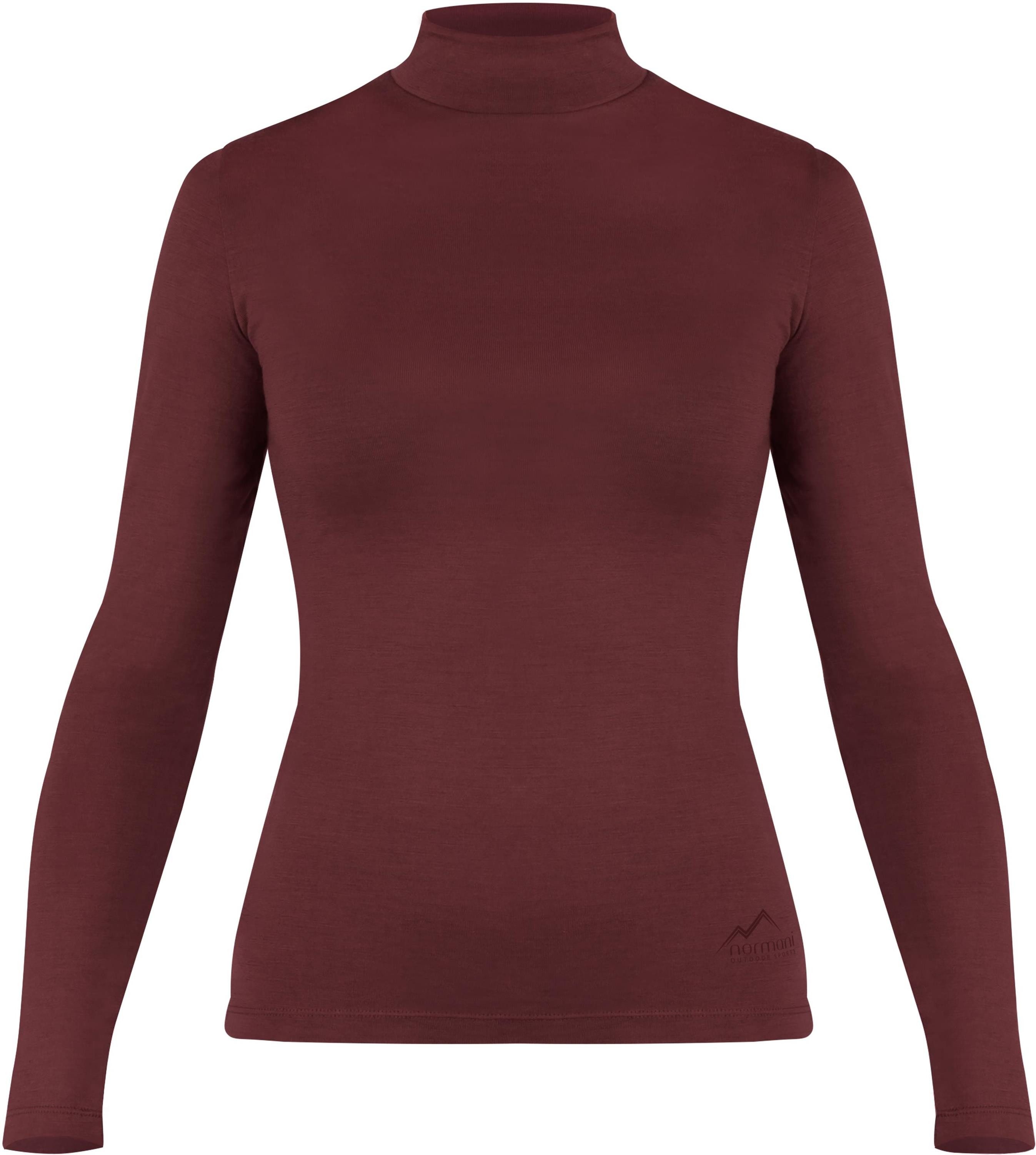 normani Langarmshirt Damen Merino Longsleeve mit Stehkragen Romsey Ski-Unterwäsche Rundhals Merino Pullover Unterhemd - 100 % Merinowolle