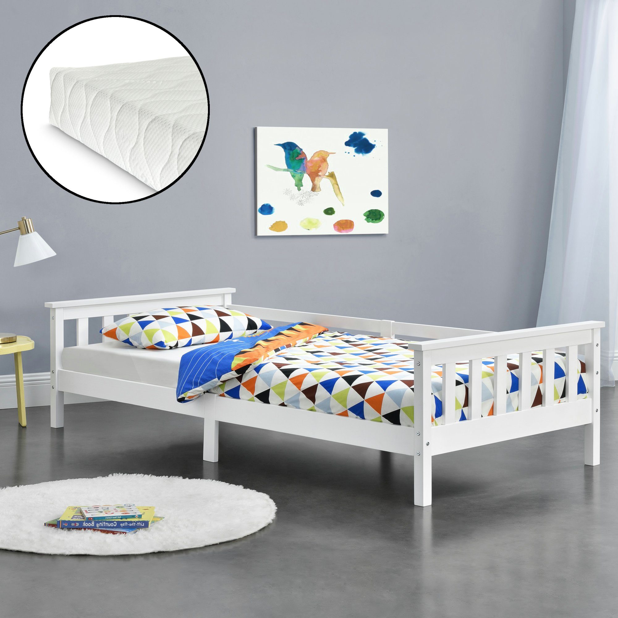 en.casa Kinderbett, »Nuuk« Holzbett mit Kaltschaummatratze günstig online kaufen