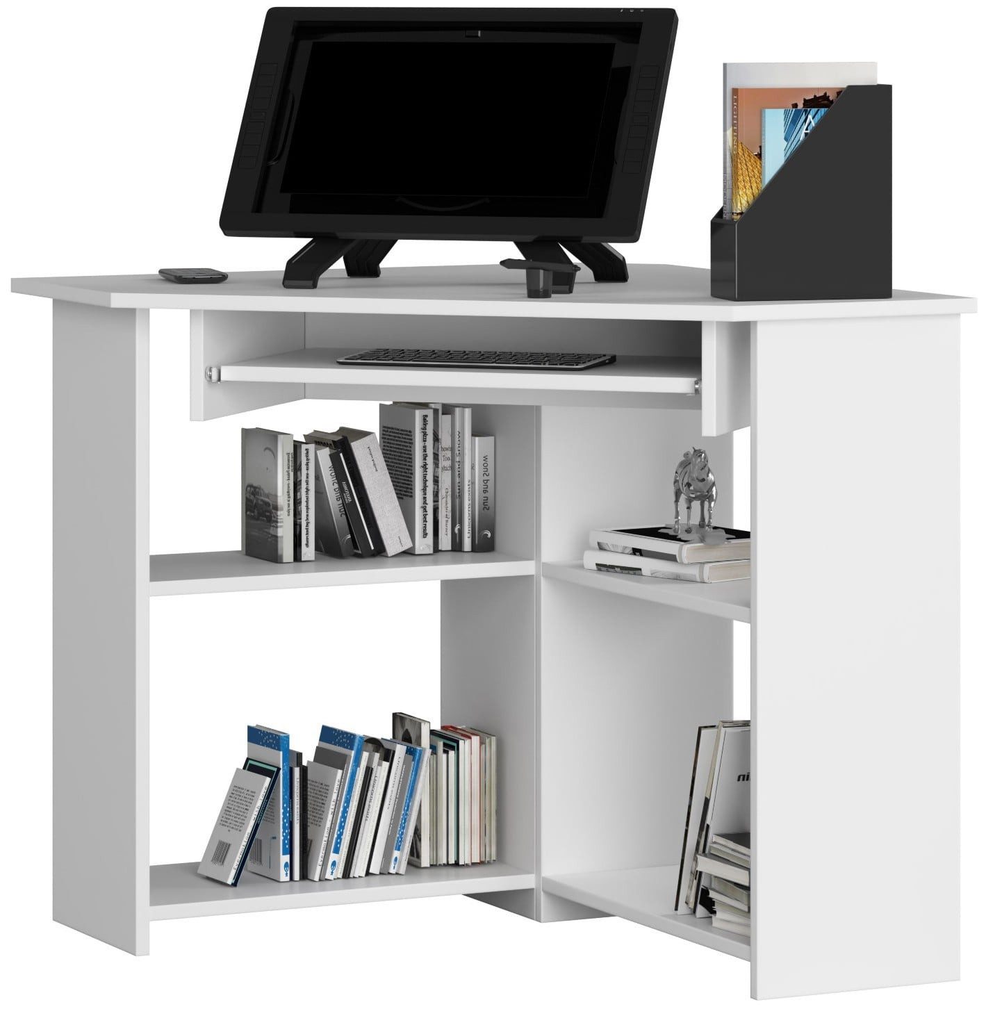Raumhirsch Furniture Schreibtisch 80 cm Breite - Computertisch 68 - stabil - optimale Arbeitsfläche, Stilvoller Eckarbeitstisch mit viel Stauraum – Laminatoberfläche