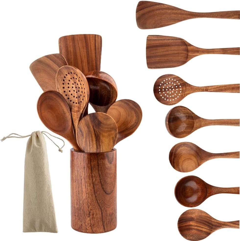 Faizee Home Kochbesteckhalter Koch-Set aus Akazienholz: 7 - teilig für kuli günstig online kaufen