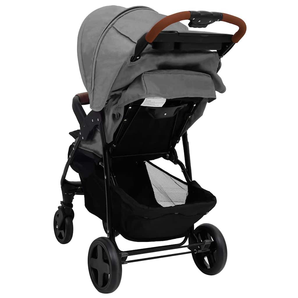 vidaXL Kinder-Buggy 2-in-1 Kinderwagen Hellgrau Stahl