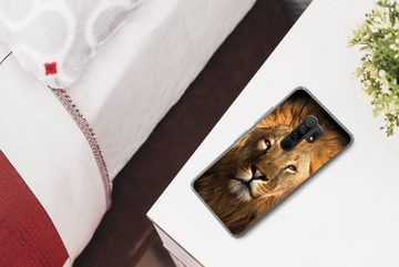 MuchoWow Handyhülle Löwe - Tiere - Schwarz - Hell - Braun - Porträt, Phone Case, Handyhülle Xiaomi Redmi 9, Silikon, Schutzhülle
