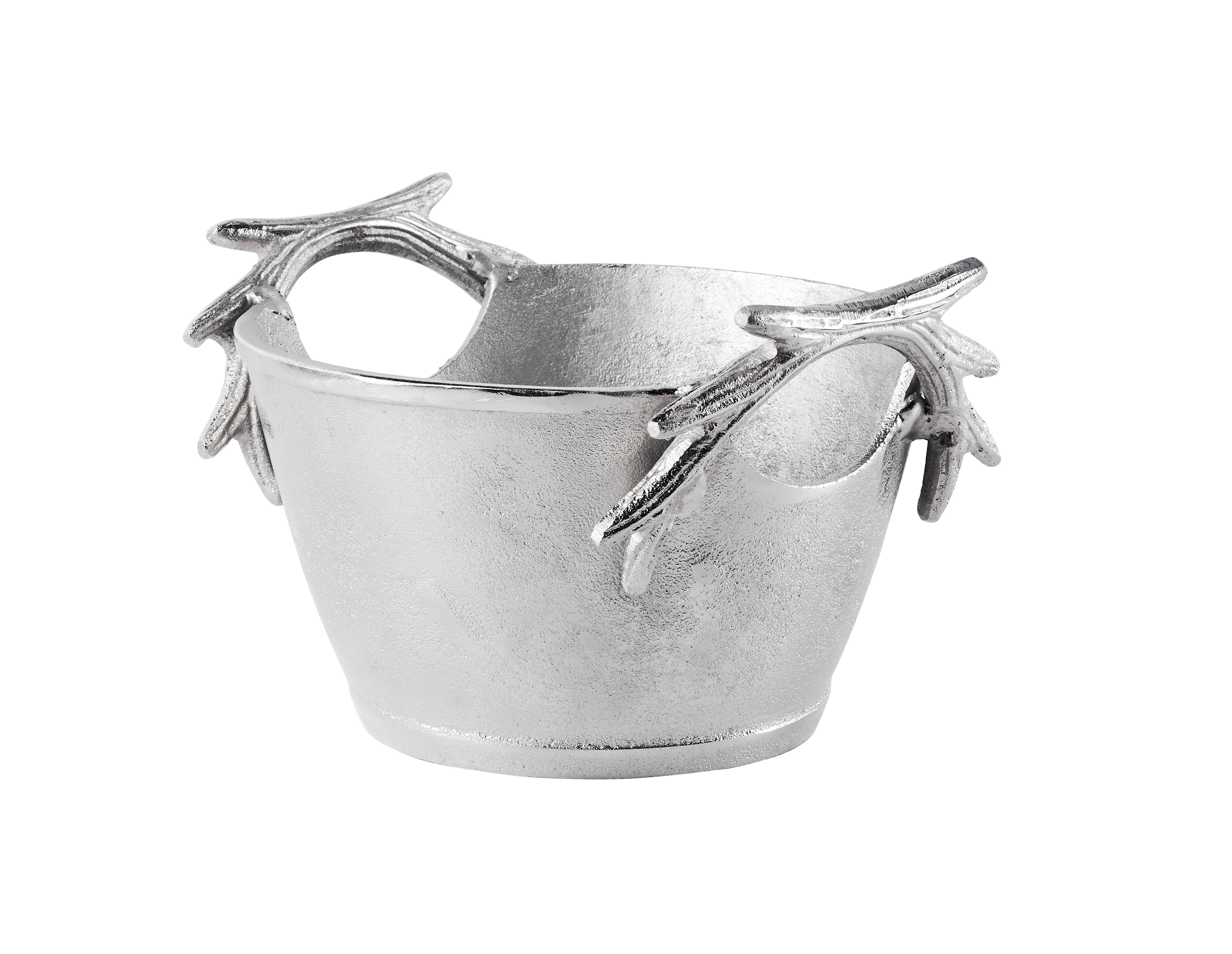 MichaelNoll Dekoschale Schale Geweih Dekoteller Deko Aluminium Silber - Moderne Dekoschale aus Metall - Tischdeko Hochzeit, Weihnachten, Weihnachtsdeko - Dekoration für Wohnzimmer, Esszimmer oder Küche - 24 cm