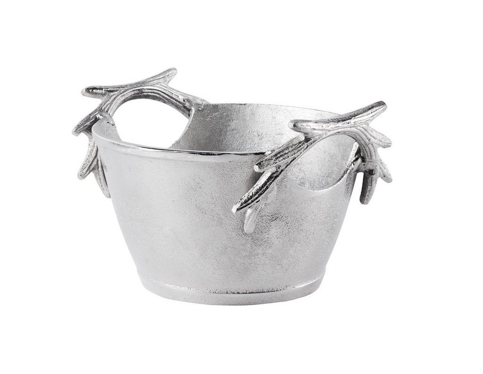 MichaelNoll Dekoschale Schale Geweih Dekoteller Deko Aluminium Silber -  Moderne Dekoschale aus Metall - Tischdeko Hochzeit, Weihnachten,  Weihnachtsdeko - Dekoration für Wohnzimmer, Esszimmer oder Küche - 24 cm