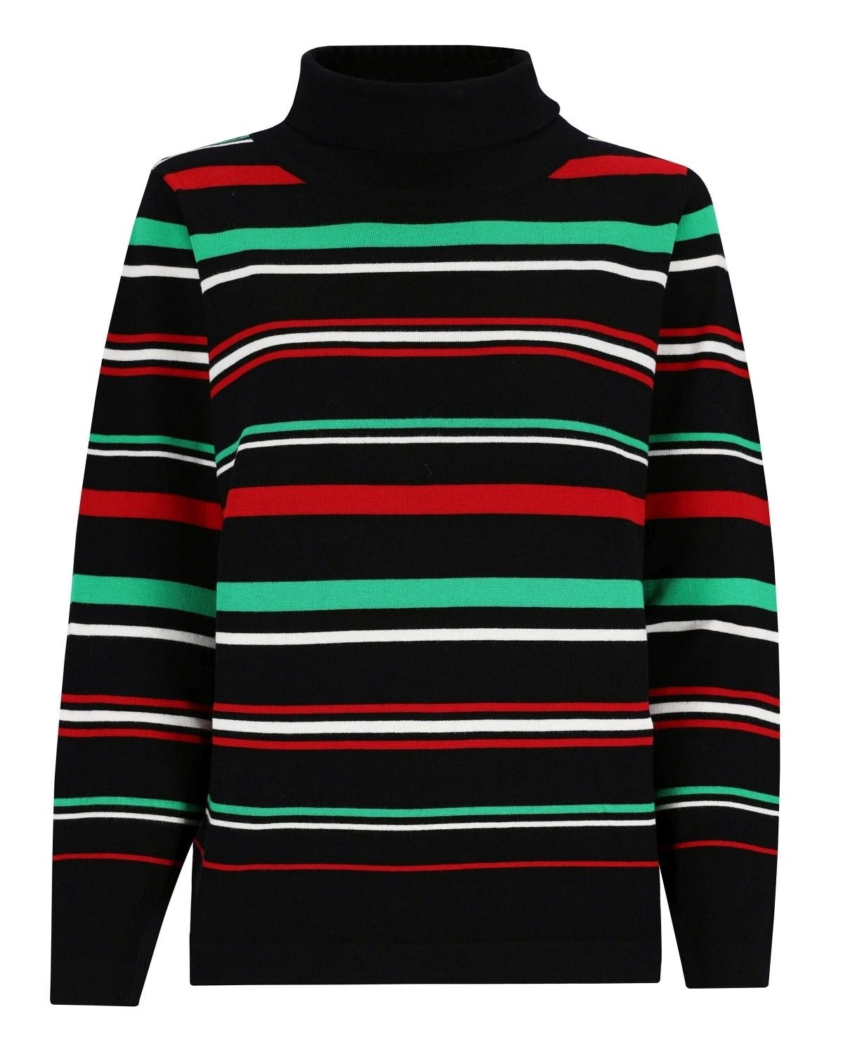 Rollkragenpullover Pullover mit halsfernem Rollkragen Multicolor Ringel