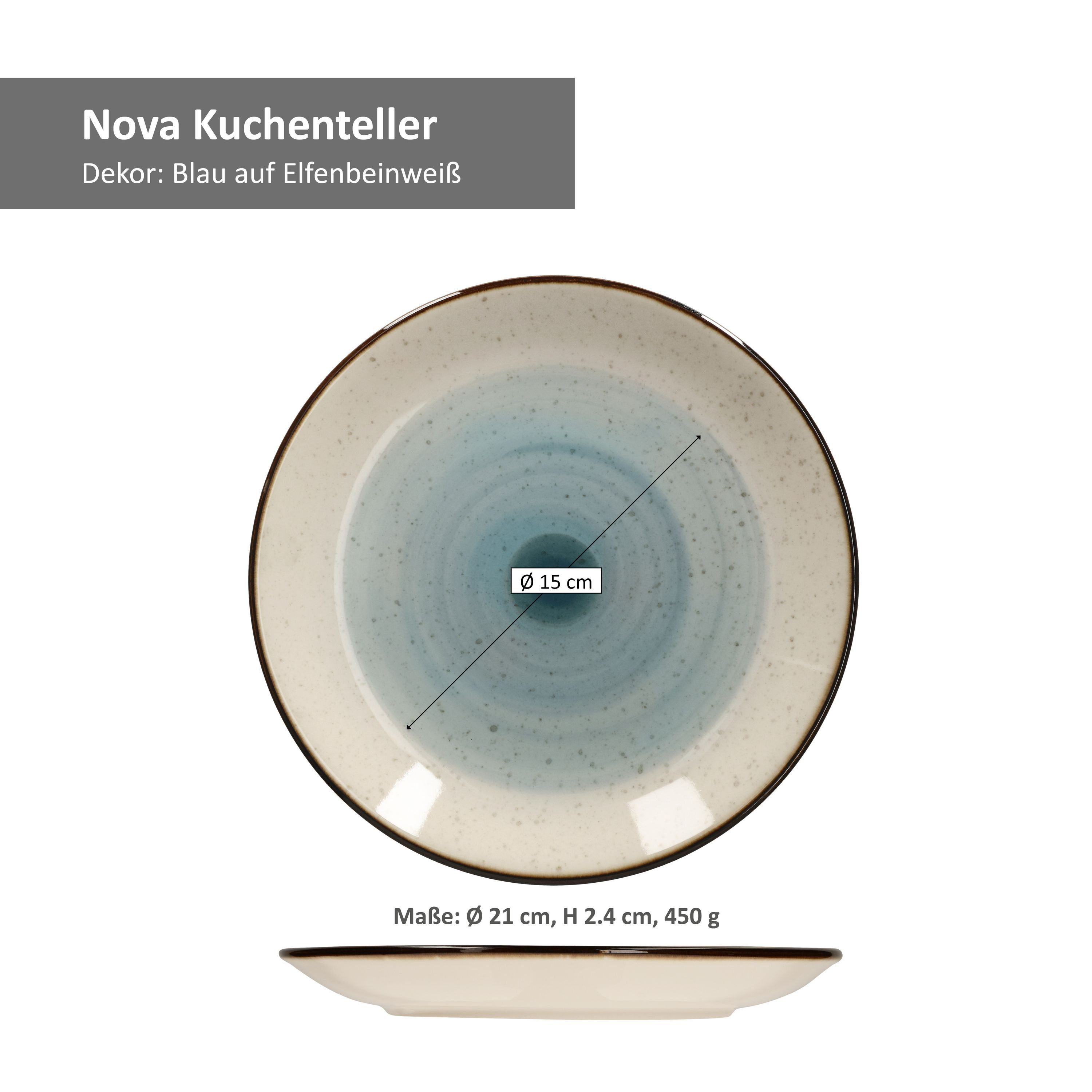 van Well Frühstücksteller Kuchenteller Nova Ø21cm blau