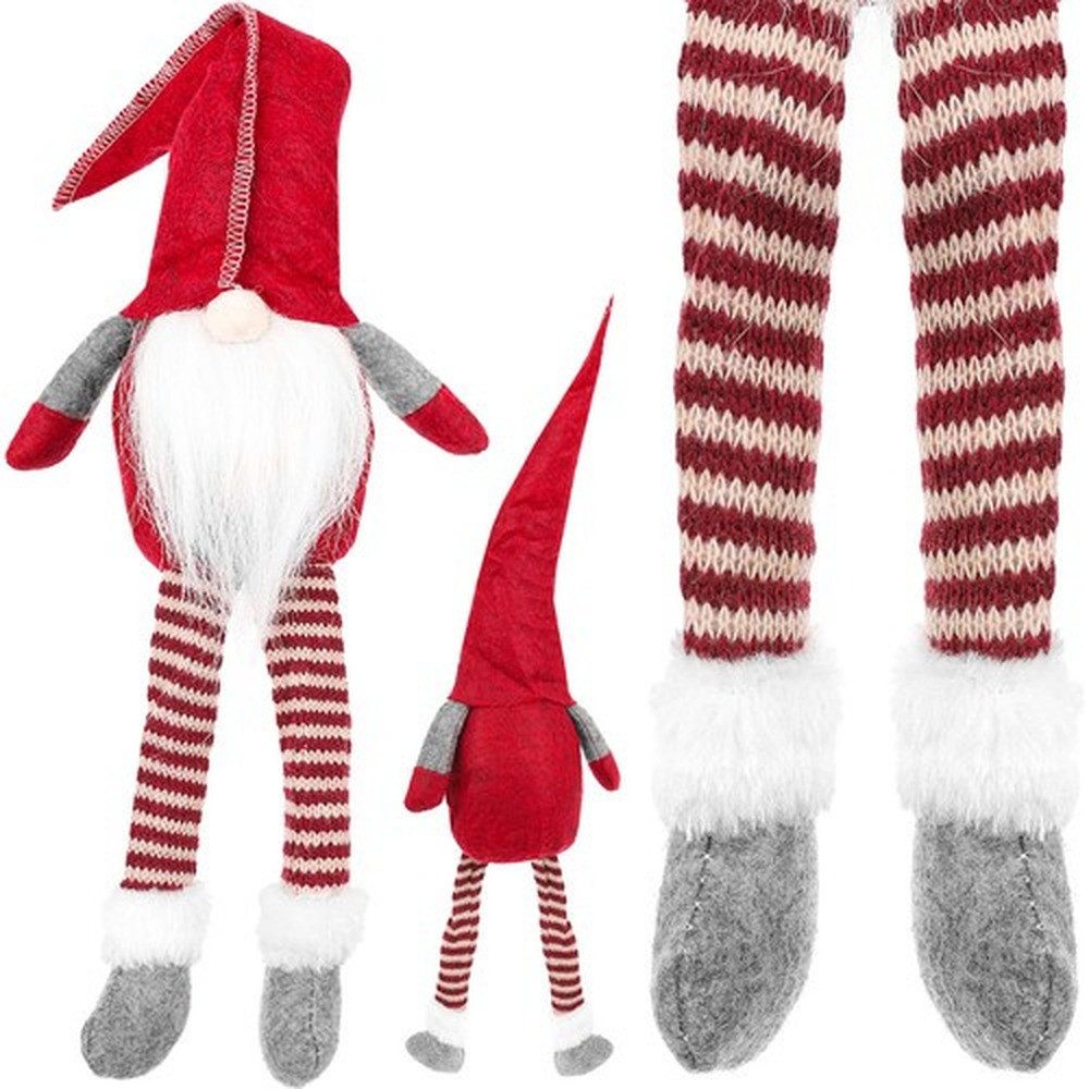 Ruhhy Weihnachtsfigur Weihnachtsdeko Weihnachtself (Spar-Set, 1 St., dekorativ), sitzender Elf in Rot-Grau-Weiß mit Bart, bringt festliche Stimmung