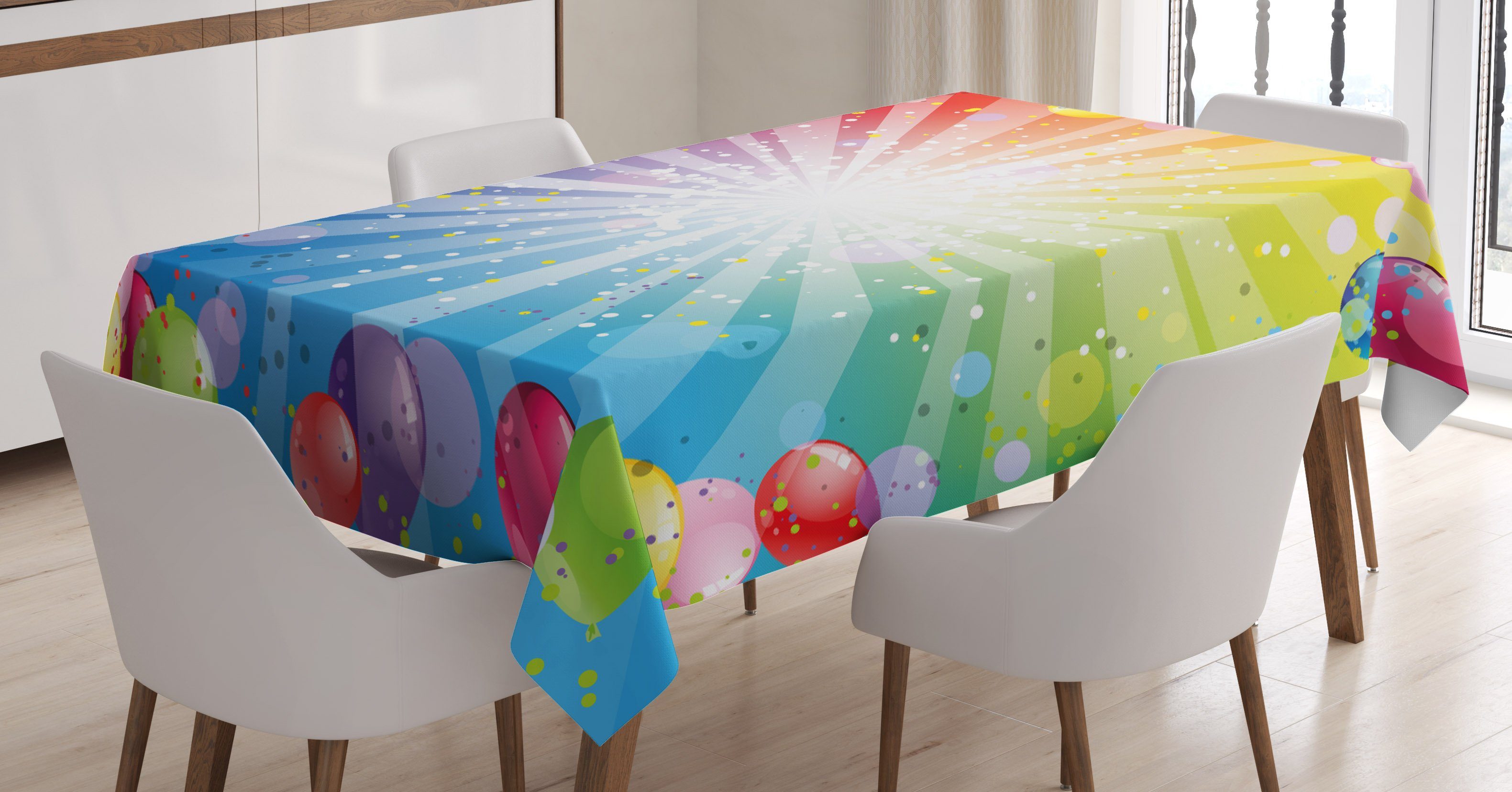 Abakuhaus Tischdecke Farbfest Waschbar Für den Außen Bereich geeignet Klare Farben, Party Balloons