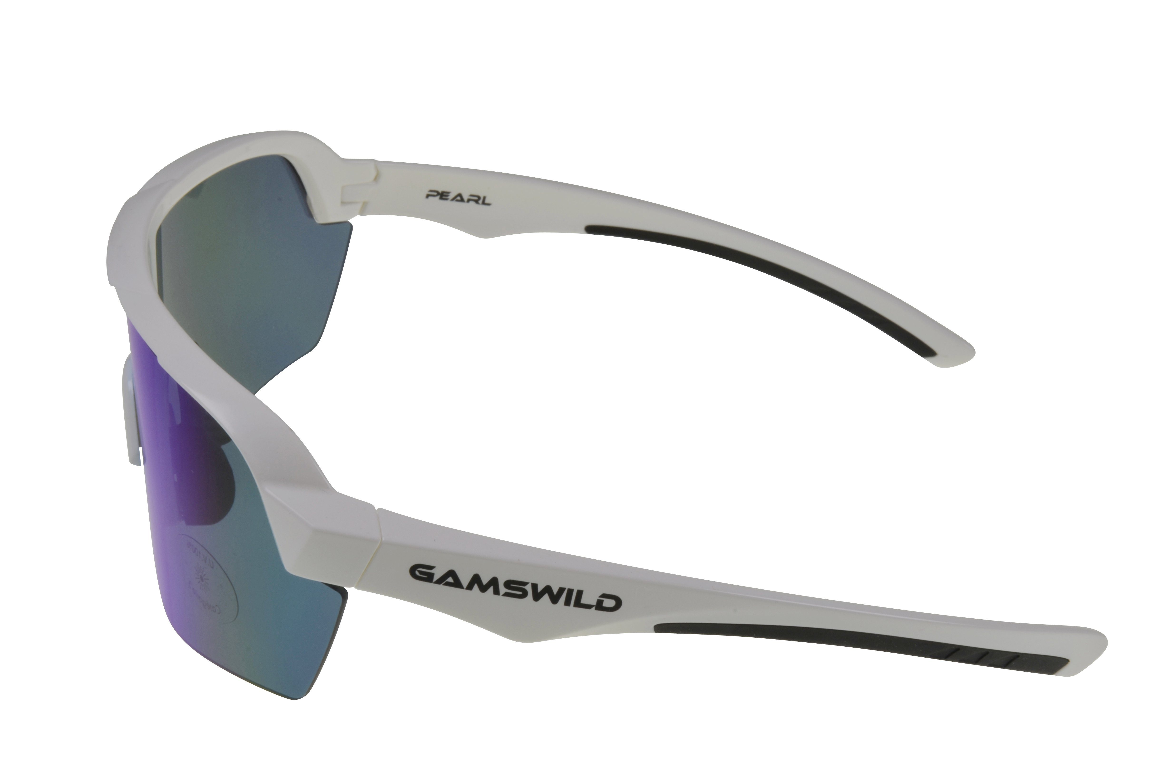 Gamswild Sportbrille UV400 Sonnenbrille Skibrille Fahrradbrille extra große Scheibe Damen, Herren Modell WS7138 in, pink, weiß, blau, schwarz, mintgrün
