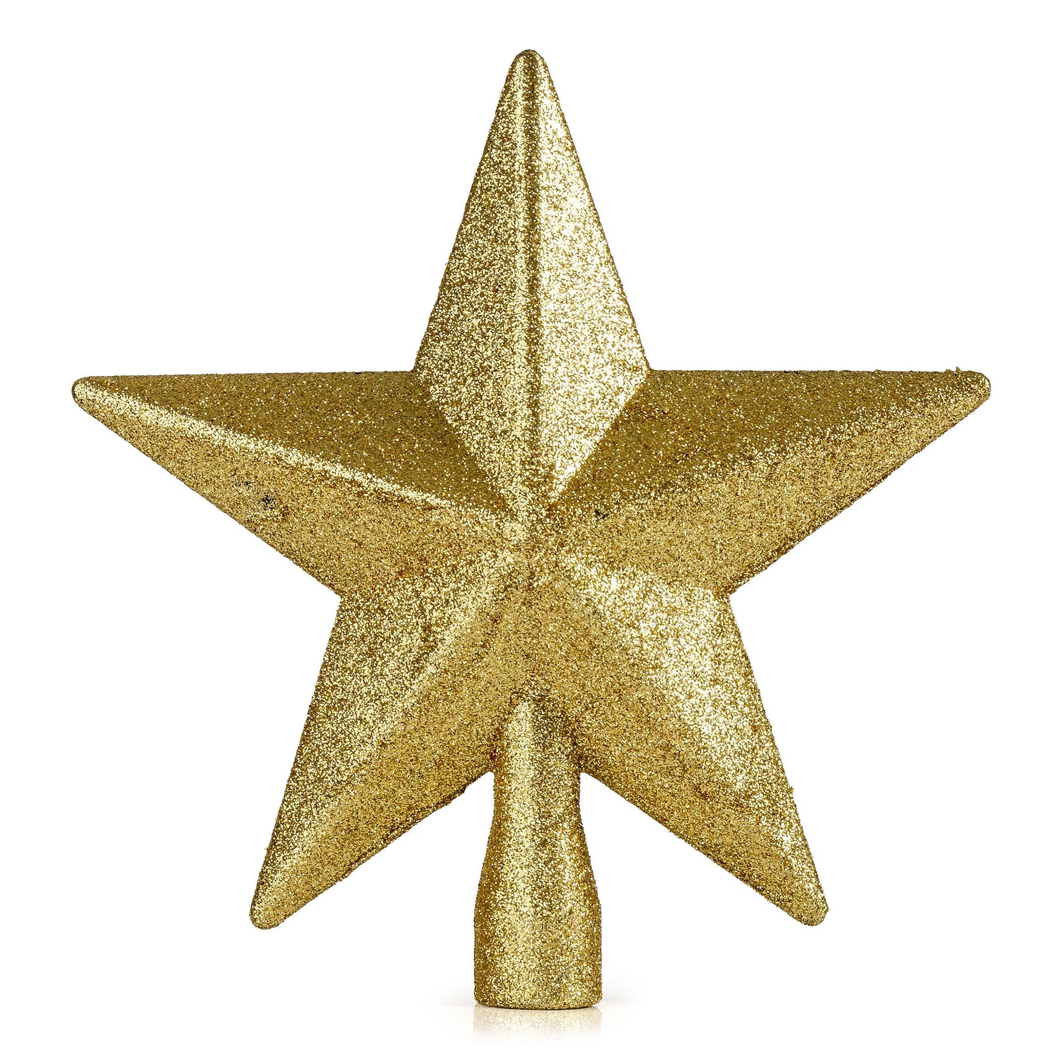 Spetebo Christbaumspitze Weihnachtsbaum Spitze 19 cm - Farbe: Gold (1-tlg), glitzer