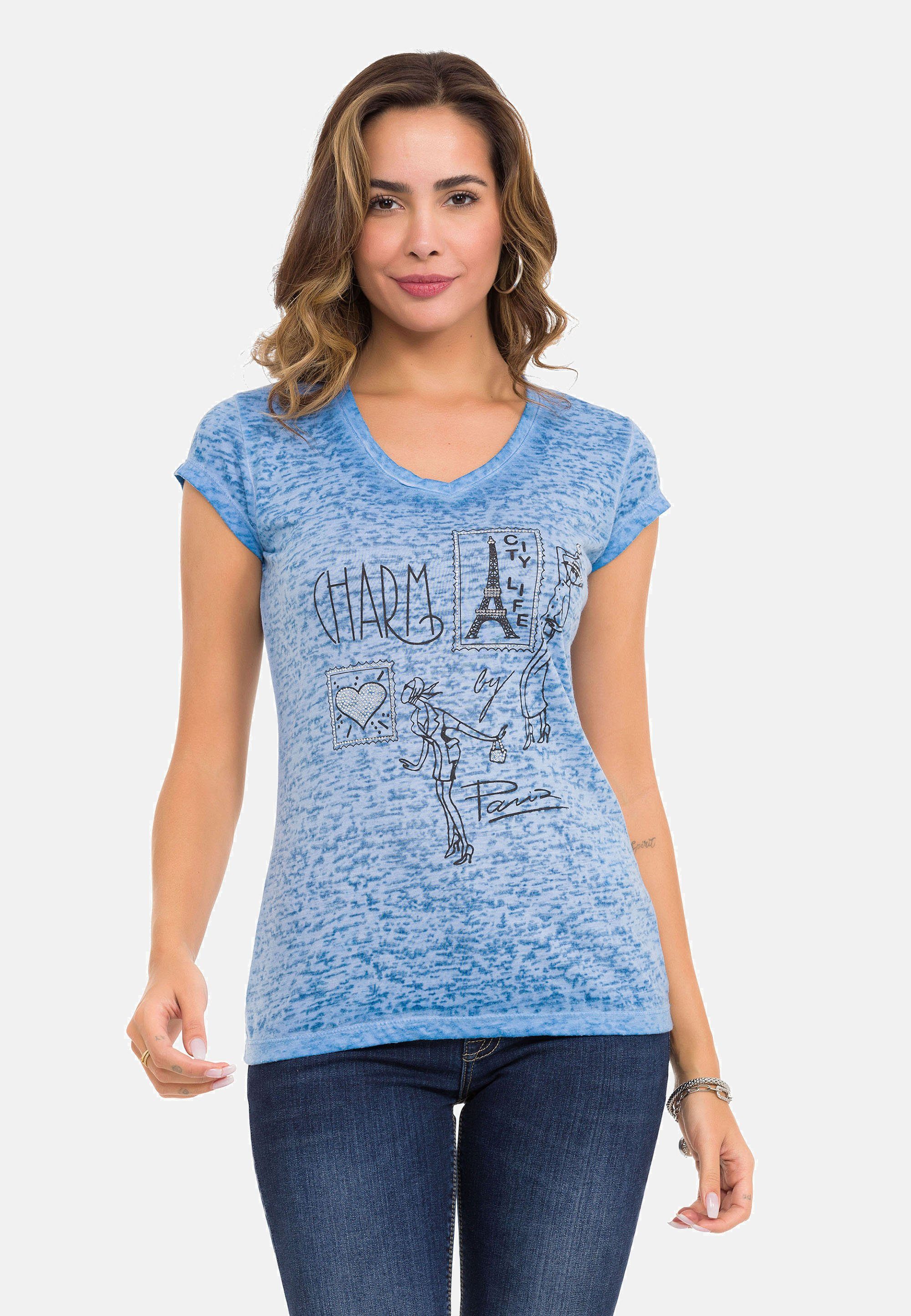 Cipo & Baxx T-Shirt im tollen Designer-Look blau