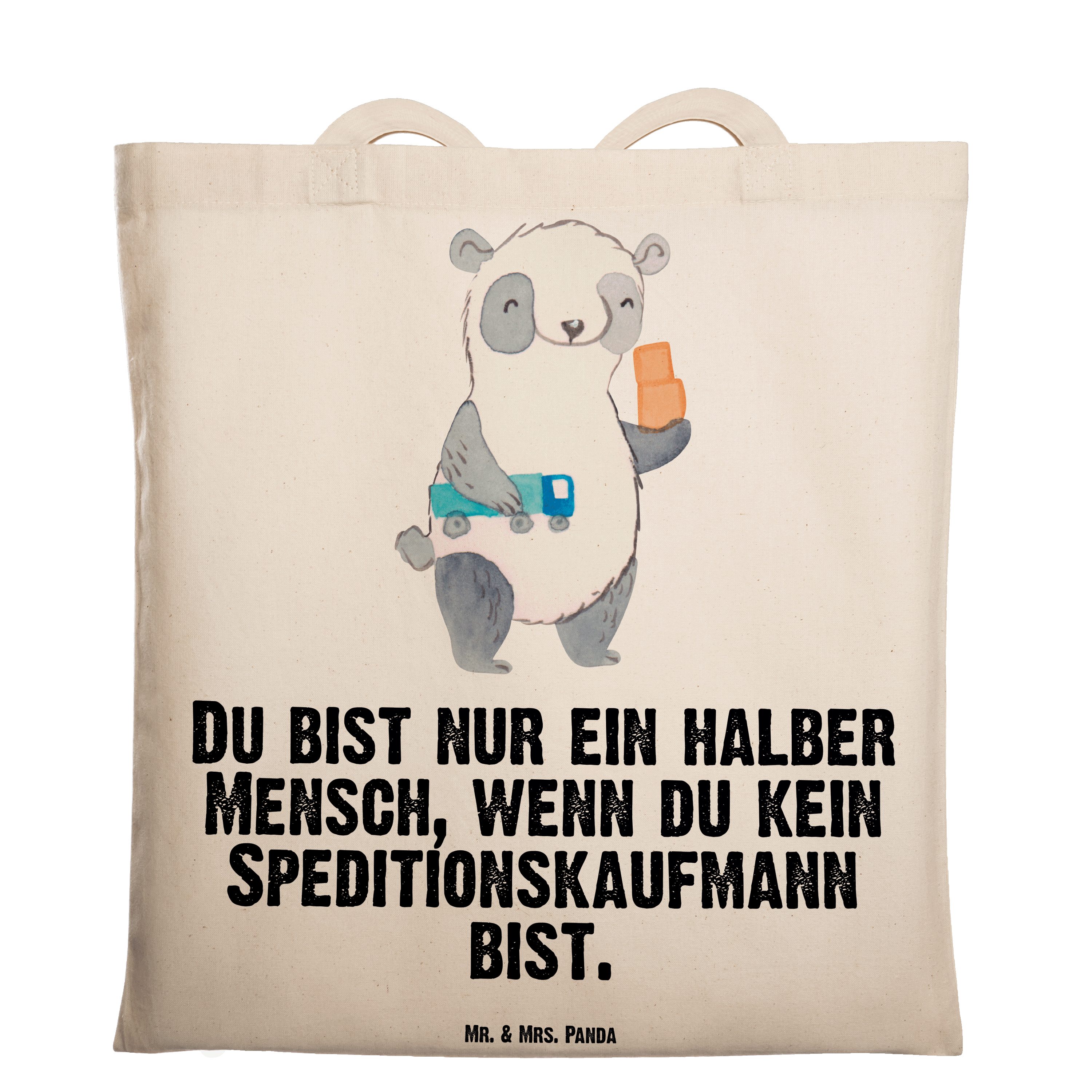 Speditionskaufmann Beu - Mr. Herz (1-tlg) mit Transparent & Tragetasche Geschenk, Jutebeutel, - Panda Mrs.