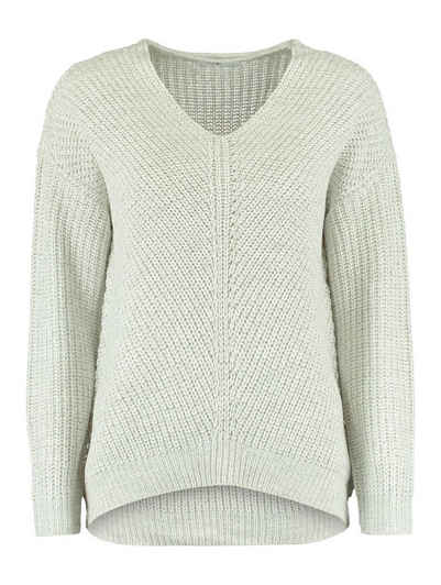 HaILY’S Strickpullover Weicher Grobstrick Pullover mit V-Streifen Design Sweater Pi44pa 7039 in Grau