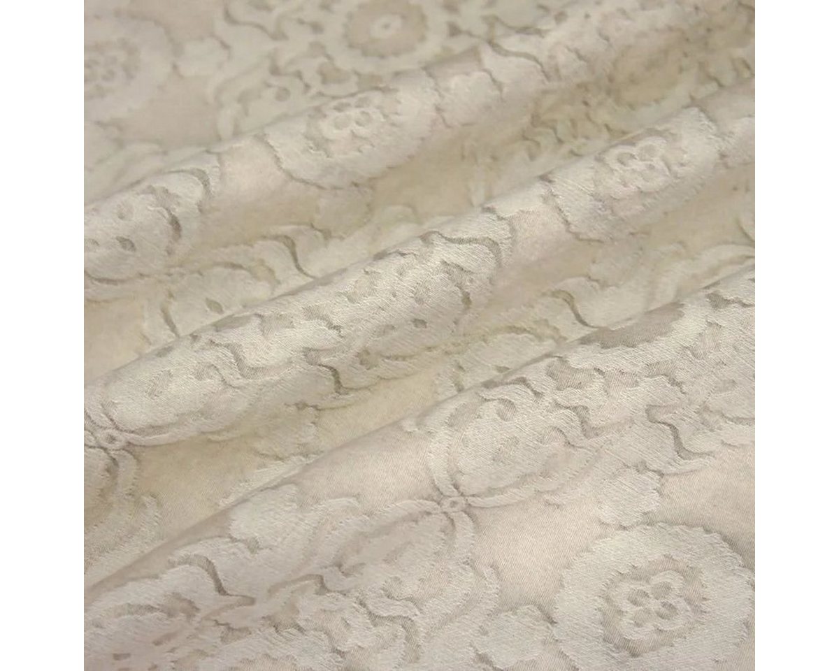 Thumbnail - Stofferia Stoff Dekostoff Leinen Jacquard Damask Ecru, Breite 140 cm, Meterware