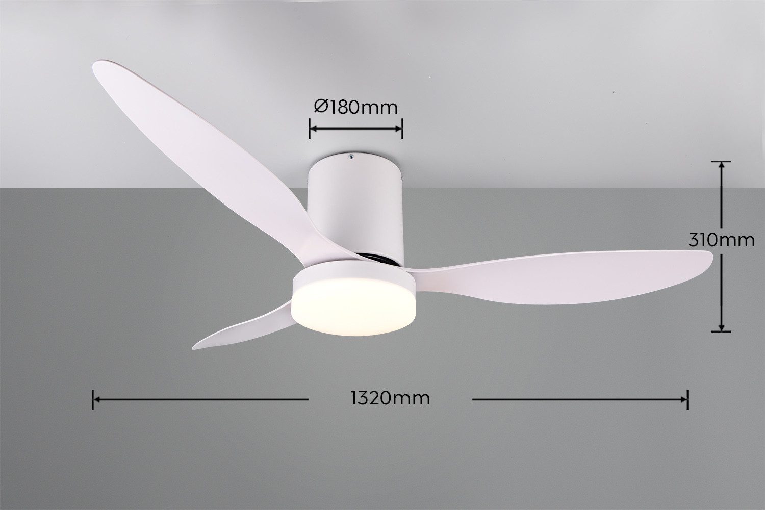 Reality Leuchten LED Deckenleuchte GÖTEBORG mit Ventilator, Deckenventilator mit Licht inkl Fernbedienung, Ventilatorfunktion, LED fest integriert, warmweiß - kaltweiß, 6 Geschwindigkeiten Timer Vor- & Rücklauf LED dimmbar CCT Nachtlicht