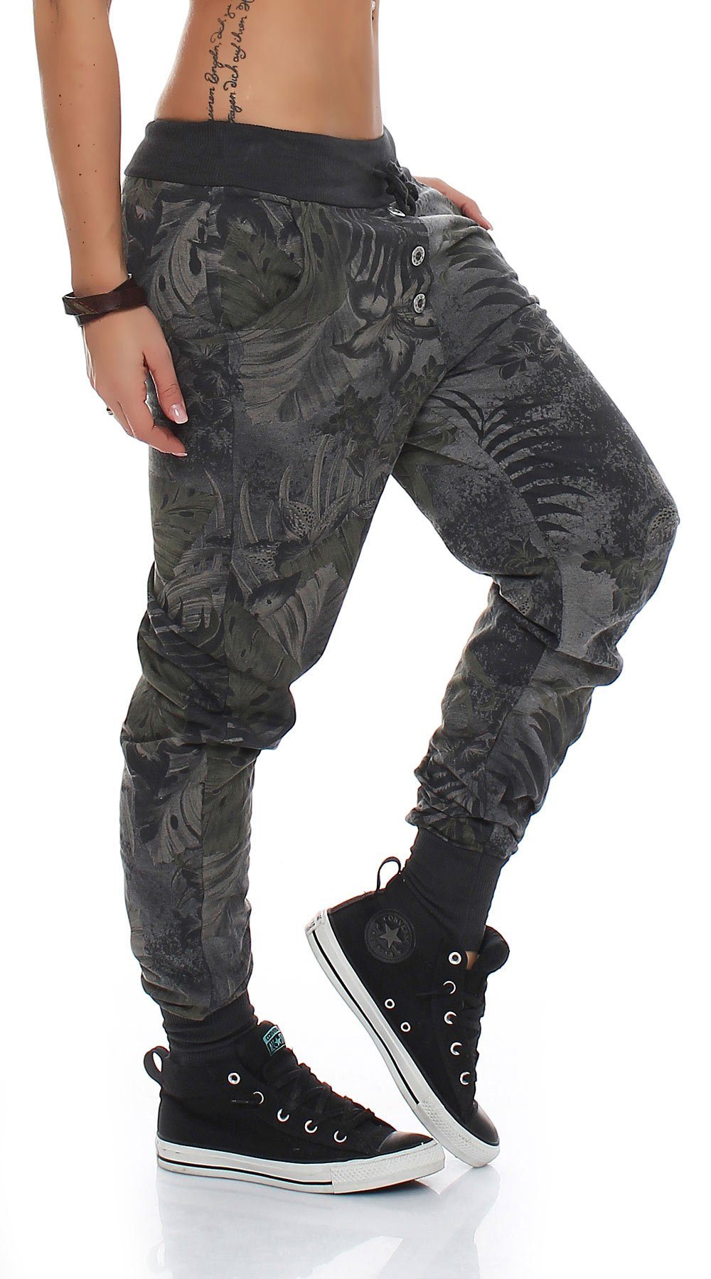 Jungelprint malito 83728 more Sweatpants Jogginghose than dunkelgrau mit fashion