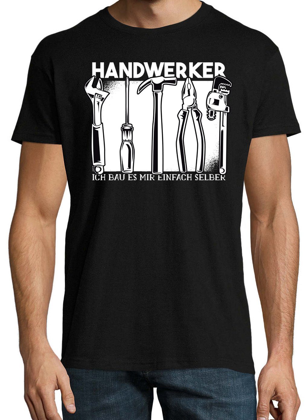 Schwarz lustigem Shirt Handwerker Herren T-Shirt Handwerker mit Frontmotiv Designz Youth