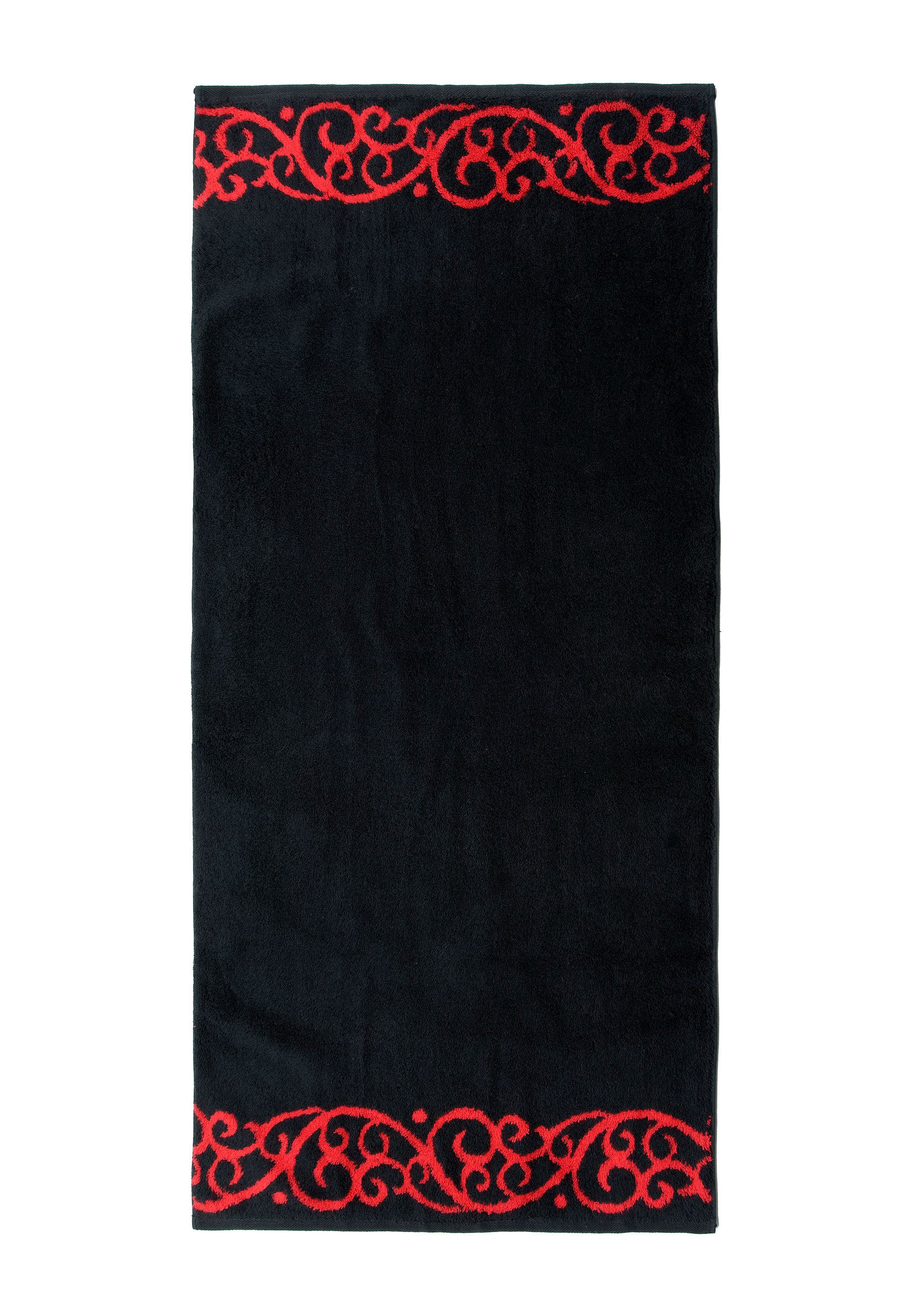 Akanthus schwarz mit (1-St), grand Bordüre, spa Akanthus-Muster Duschtuch grace