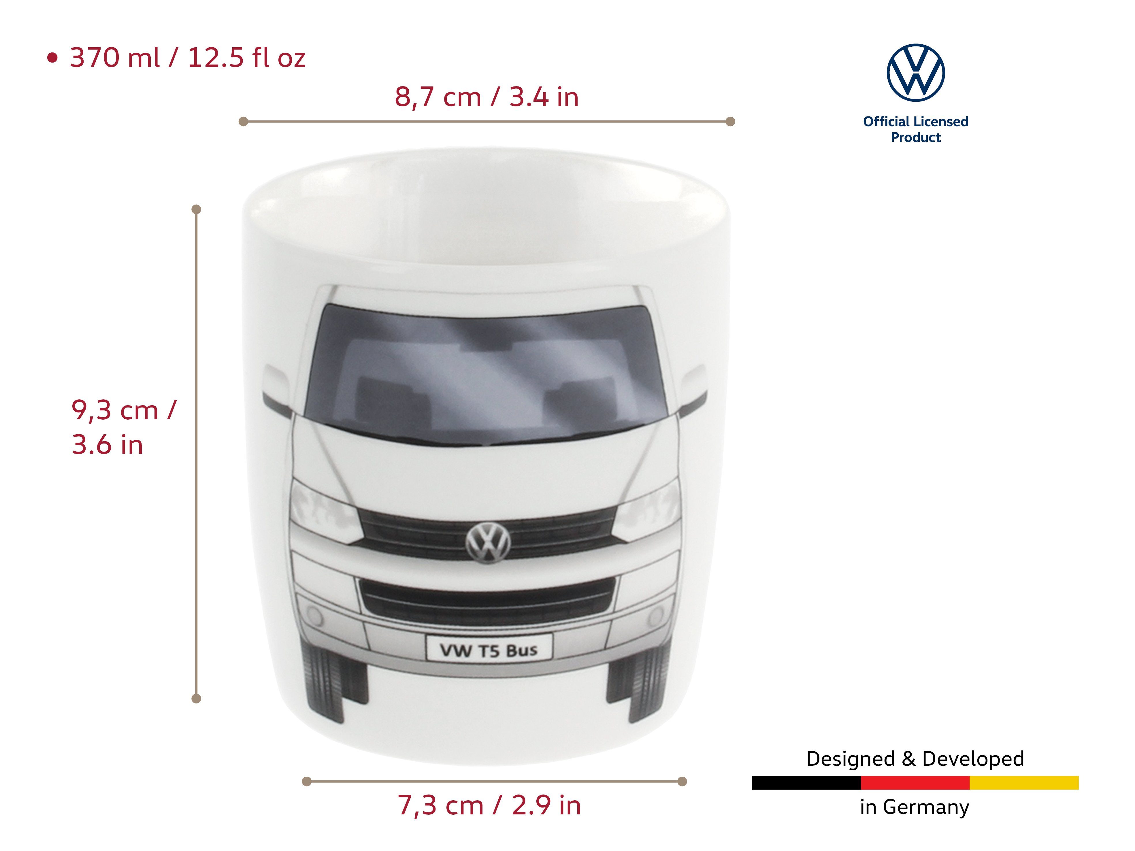 T5 Kaffeetasse 370ml Große Tasse BRISA Design, by im Keramik Bone aus weißer Collection VW Volkswagen New Becher, China,