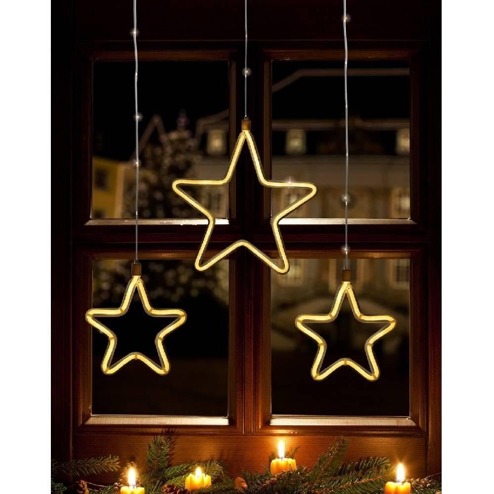 FHS LED-Lichtervorhang 35079 LED Lichtervorhang 4 Kleine 5 große Sterne günstig online kaufen