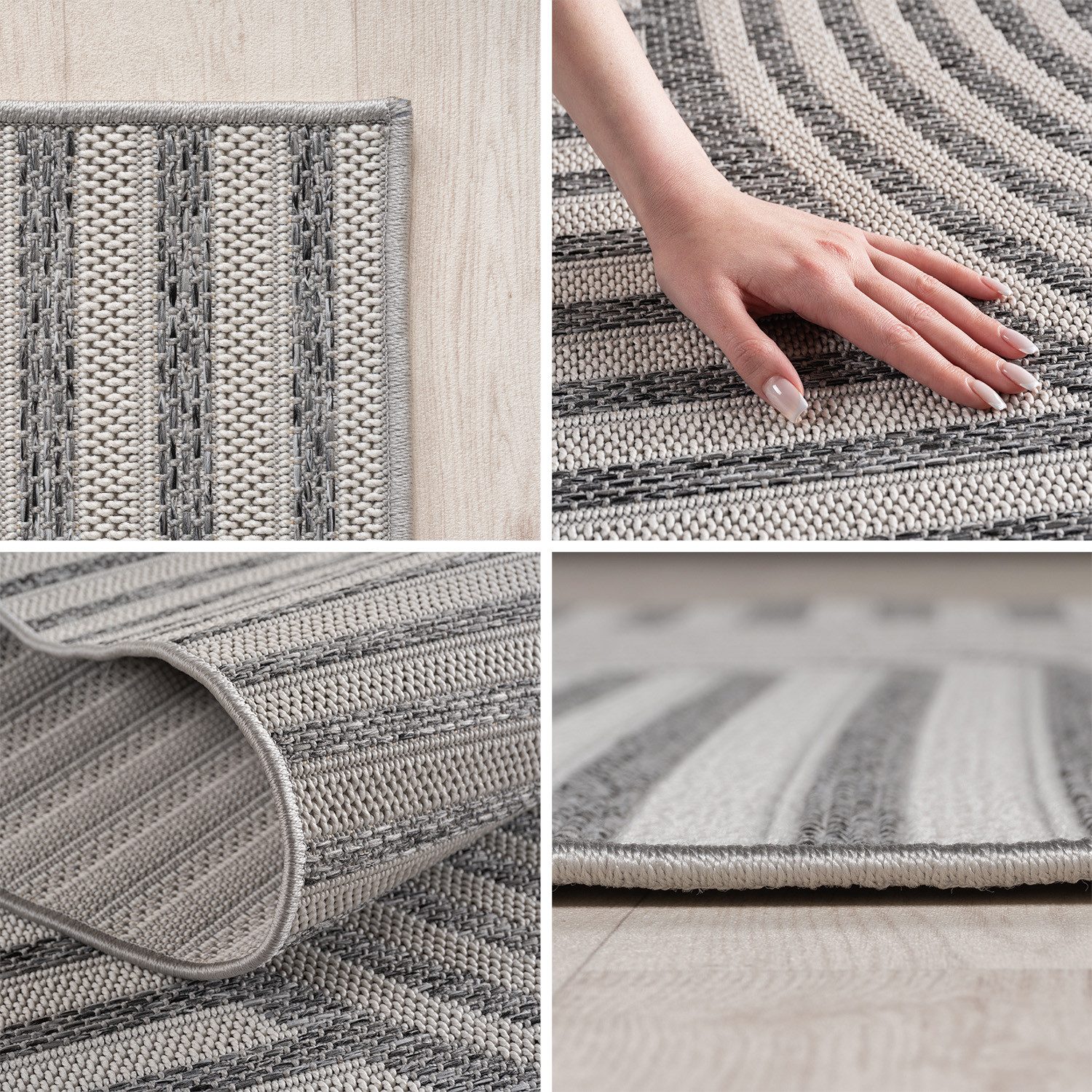 Teppium Teppich Boho Flachgewebter Teppich, Rechteckig, Höhe: 5 mm, Indoor Outdoor Teppich Wetterfest 3D Optik Wohnzimmer Küchen Terrasse