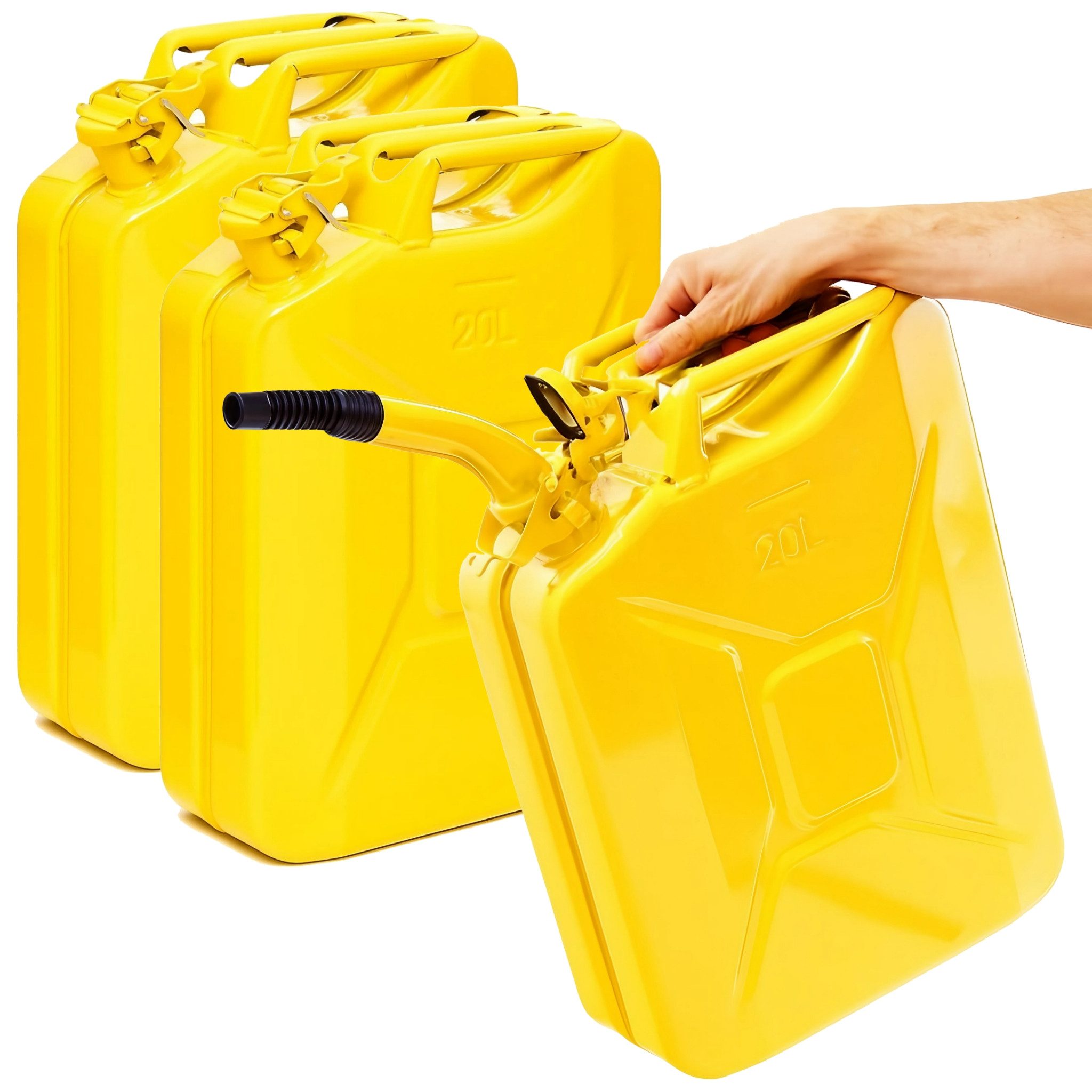 BW Benzinkanister Metall Kraftstoffkanister 20 L mit Ausgießer (mit Ausgießer, Made in Europe), TÜV-geprüft und UN-Zulassung