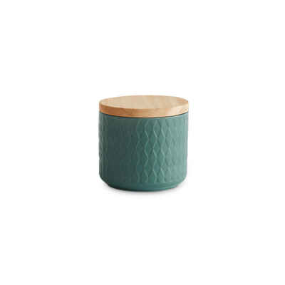Springlane Vorratsdose Keramik Vorratsdose mit Holzdeckel, Nordic Reef, Kautschukholz, Keramik, Silikon