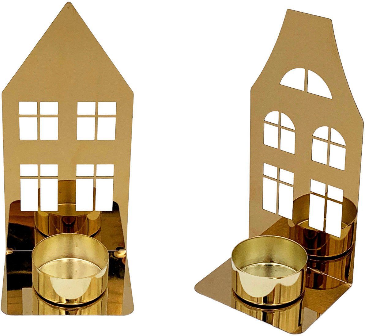 St., Haus Teelichthalter, mit 2 1x Kerzenhalter magnetischer Leonique 1x mit Flachdach), und Spitzdach (Set, Ciatta Weihnachtsdeko