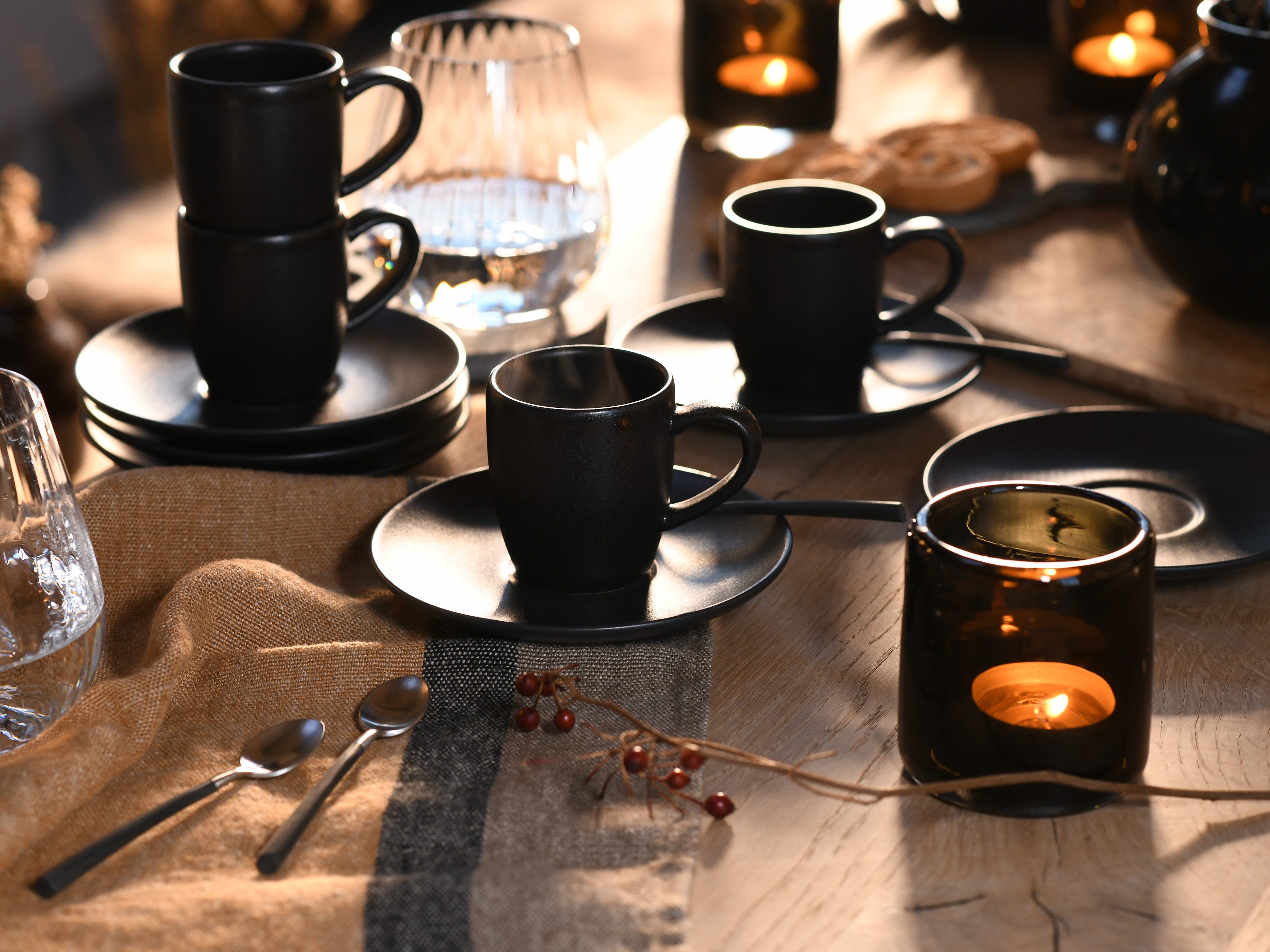 CreaTable Espressotasse Soft Touch Black, 12-tlg., Steinzeug, 12-teilig, inkl. Untertasse