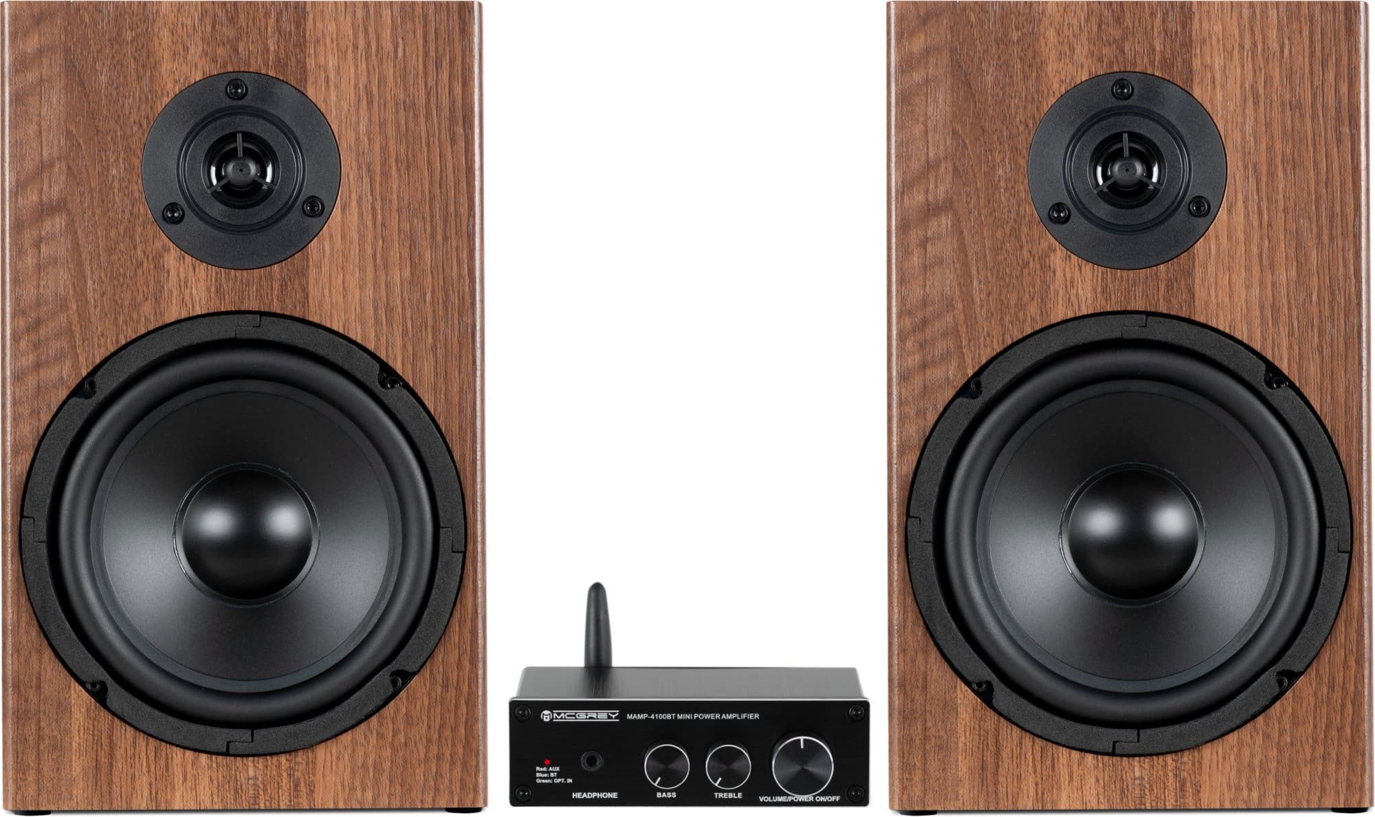McGrey MAMP-4100BT / BSS-265 Stereoanlage Set mit Bluetooth Stereoanlage (40 W, Vielseitiges HiFi-Boxen-Paar)