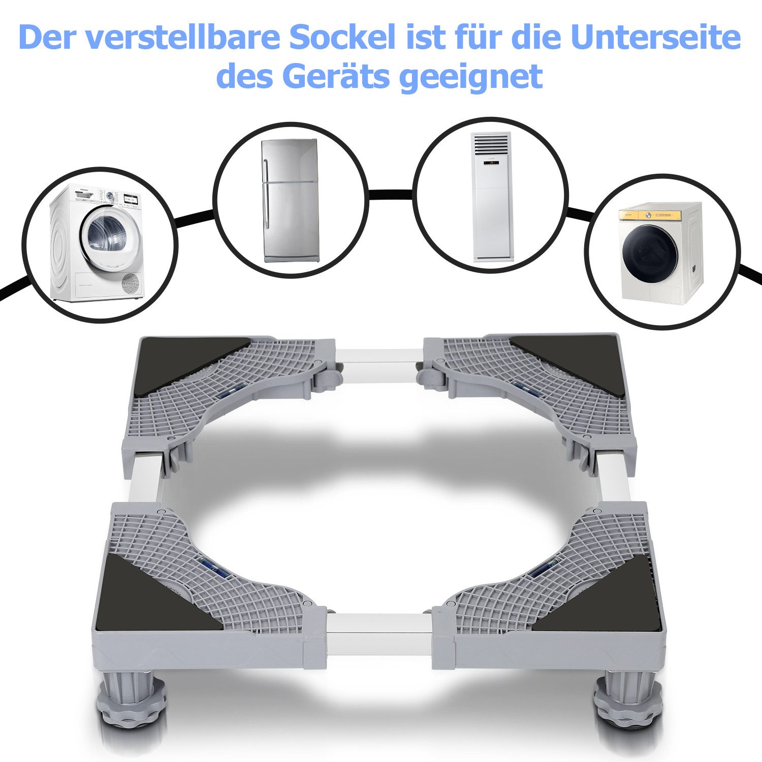 Clanmacy Waschmaschinenuntergestell Waschmaschine Sockel Verstellbare Untergestell für Trockner 41-66cm