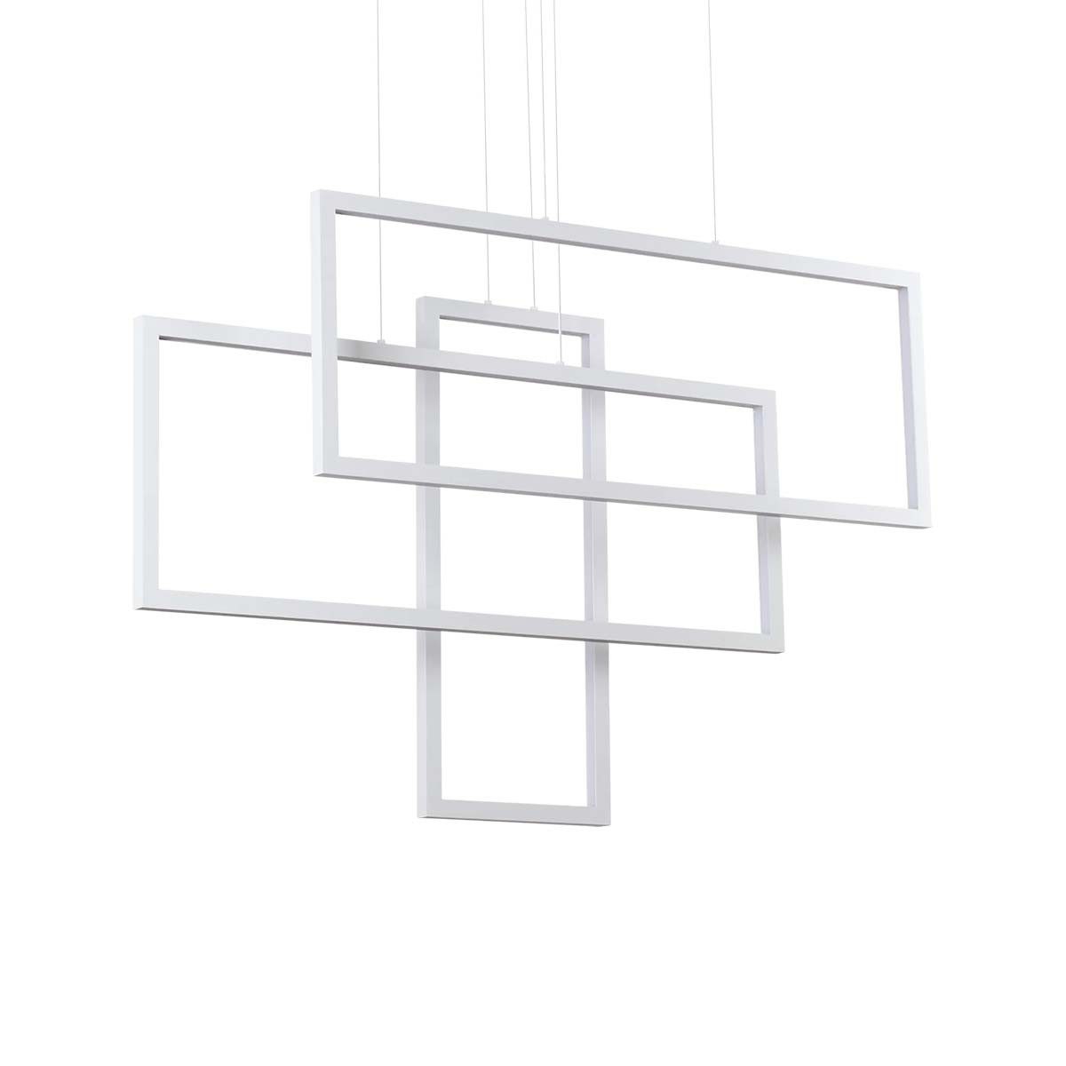 Ideal Lux Pendelleuchte Frame SP rettangolo 3000K Pendelleuchte, L: 103 cm, H: 58 cm, Weiß, LED fest integriert, Extra-Warmweiß, Hängeleuchte