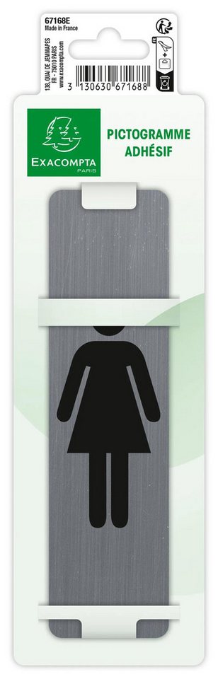 Thumbnail - EXACOMPTA Aufkleber Hinweisschild selbstklebend Aluminiumoptik Damen 165x44 cm Grau 67168E, Sockel