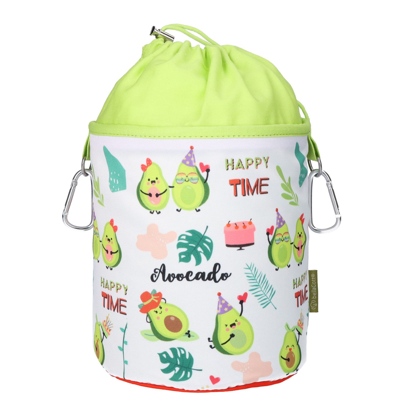 bellaCott Wäscheklammern Wäscheklammerbeutel Avocado, Ø18 x 31 cm, Baumwolle, 2 Karabiner, Auf links Waschbar bei 40 Grad/bügelbar, Trockner auf niedriger Stufe