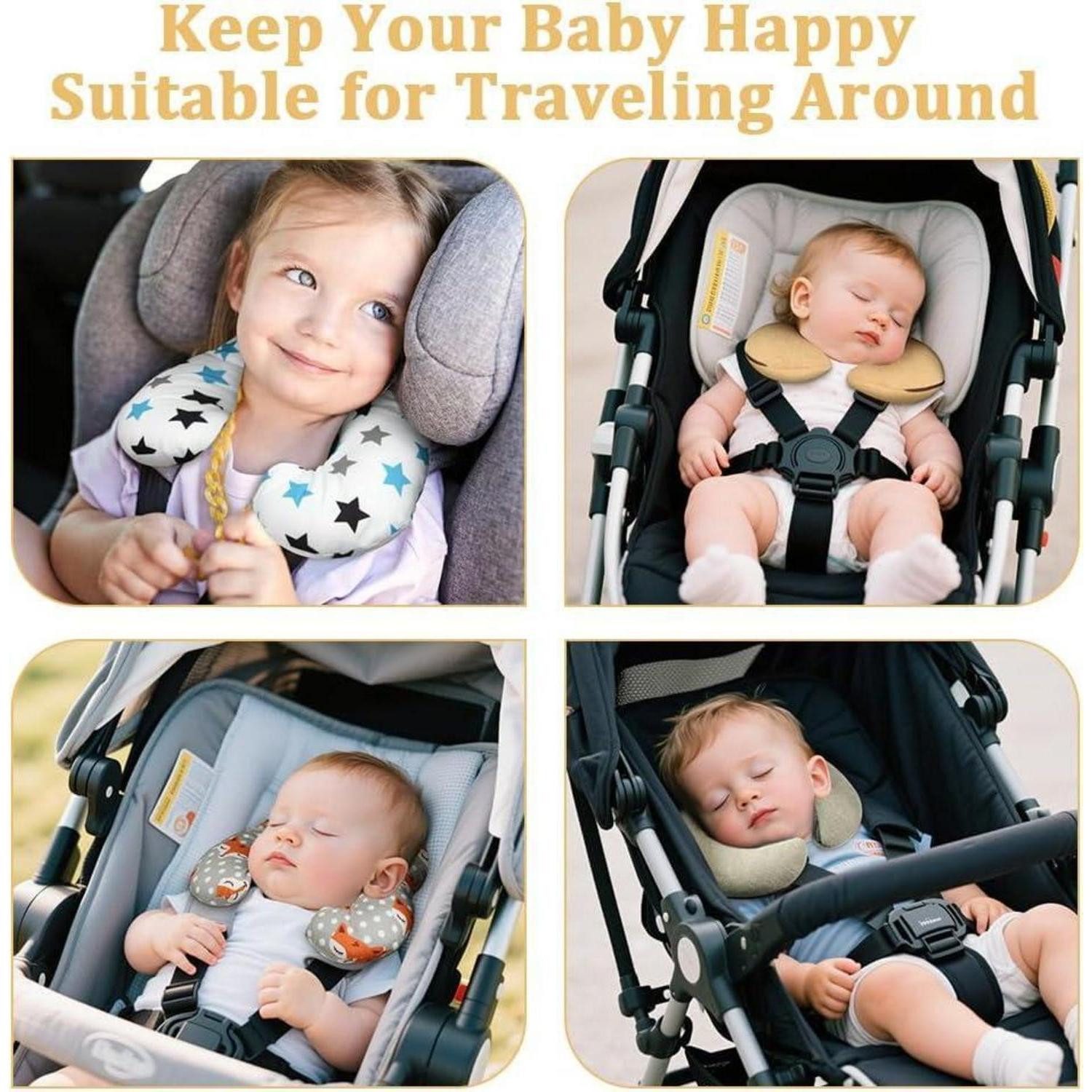 LuxusKollektion Babykissen Reisekissen Baby Nackenkissen U förmig Autositz Kinderwagen Grau