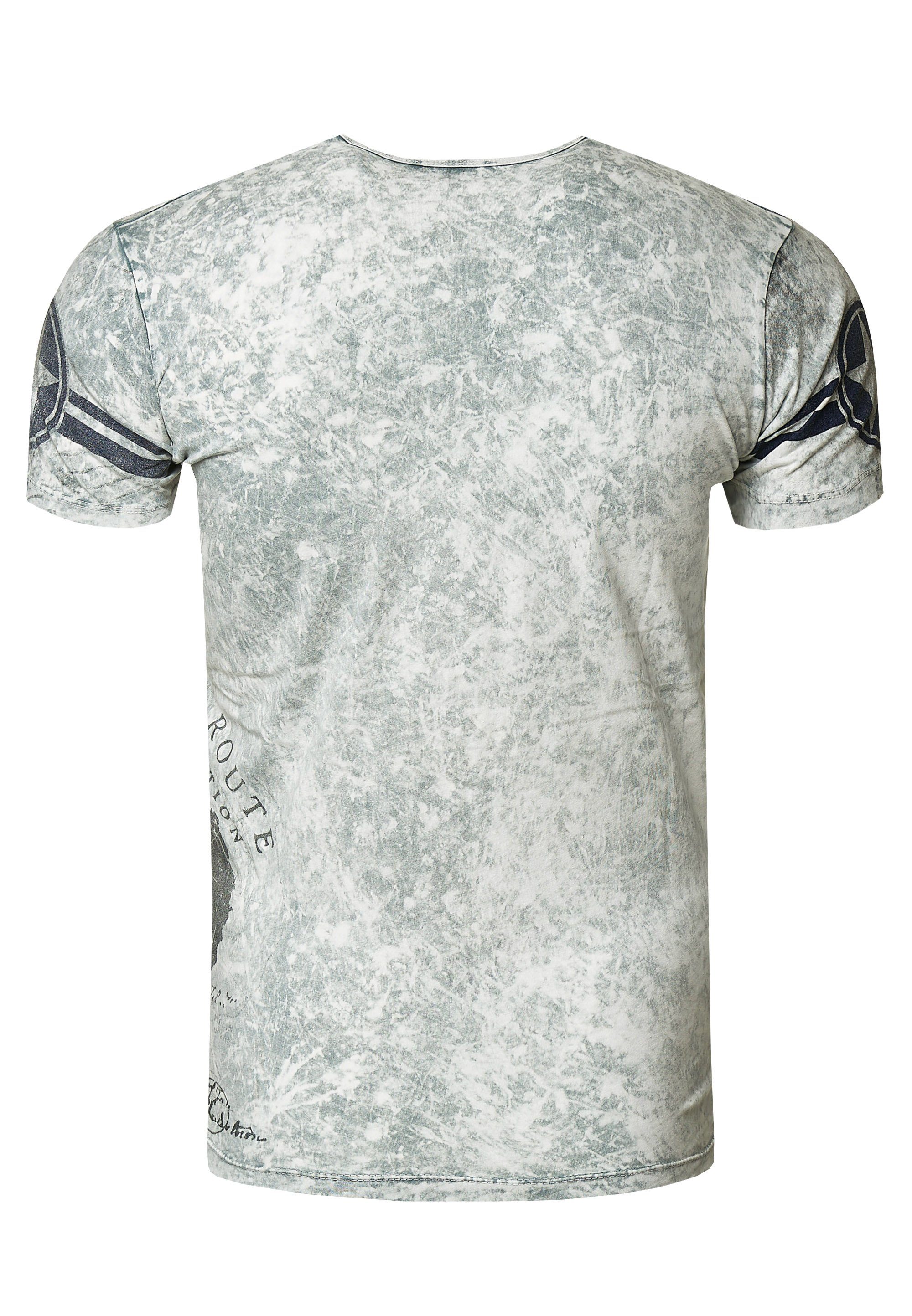 Rusty Neal T-Shirt mit coolem Logo-Print grau