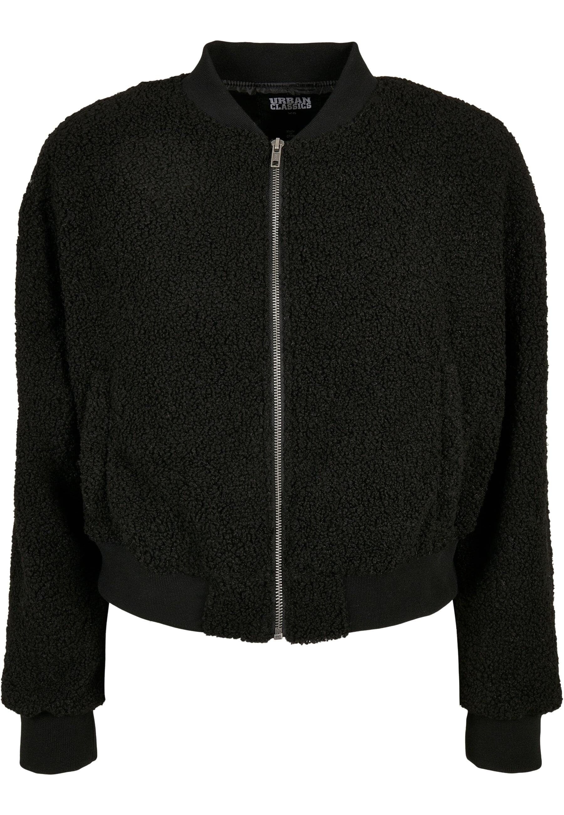 black Oversized Jacket URBAN Bomber CLASSICS Bomberjacke Damen (1-St) Ladies Sherpa