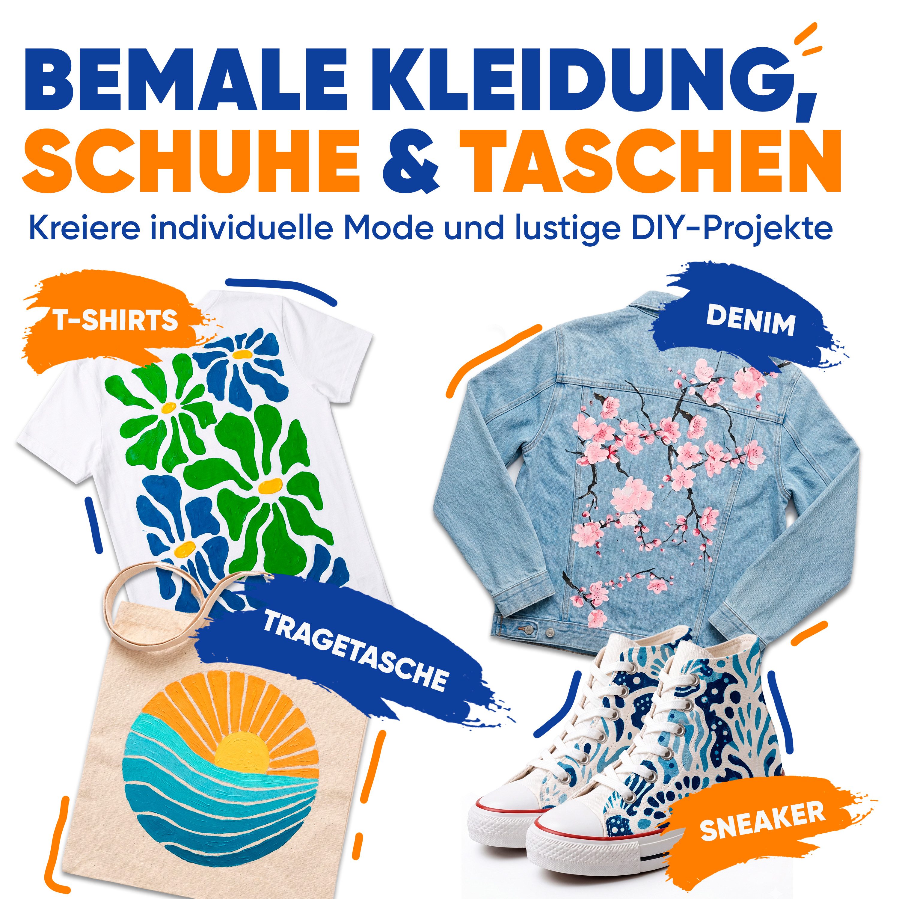 7 Artists Textilfarbe Textilfarbe Waschmaschinenfest Set - Stoffmalfarben Waschfest, für helle und dunkle Textilien