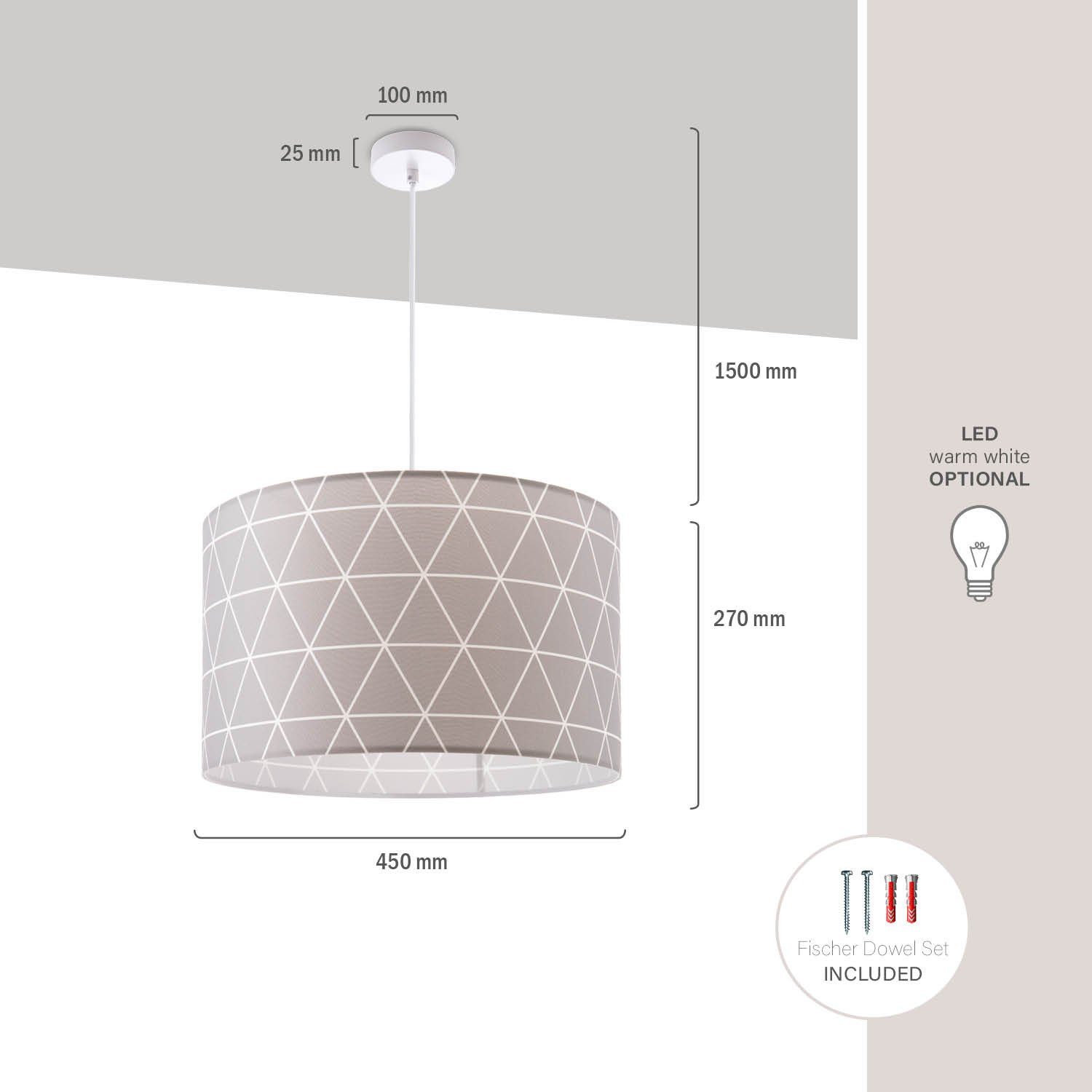 ohne 401, Hängelampe E27 Leuchtmittel, Home Deckenlampe Skandi Paco Pendelleuchte Wohnzimmer Schlafzimmer Stella Rauten