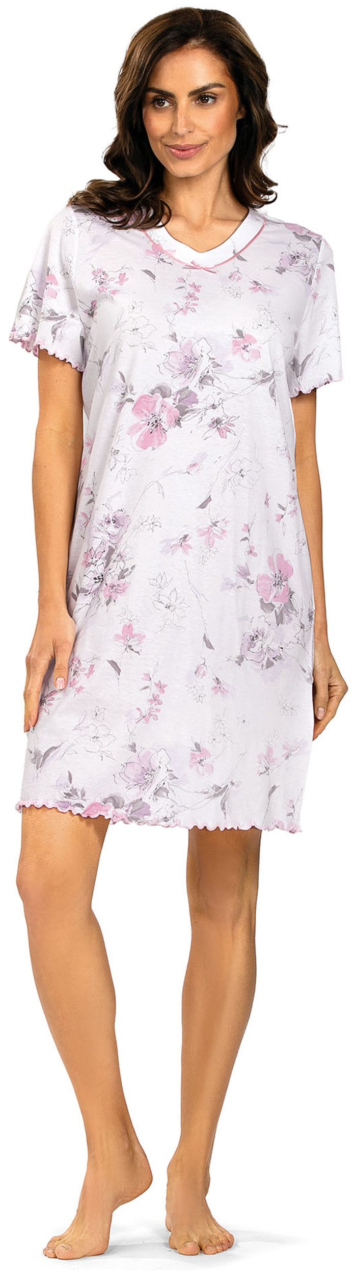comtessa Nachthemd Feeling Good (Set, 1-tlg., 1-teilig) Damen Sleepshirt ca.95cm lang Kurzarm Baumwolle große Größen